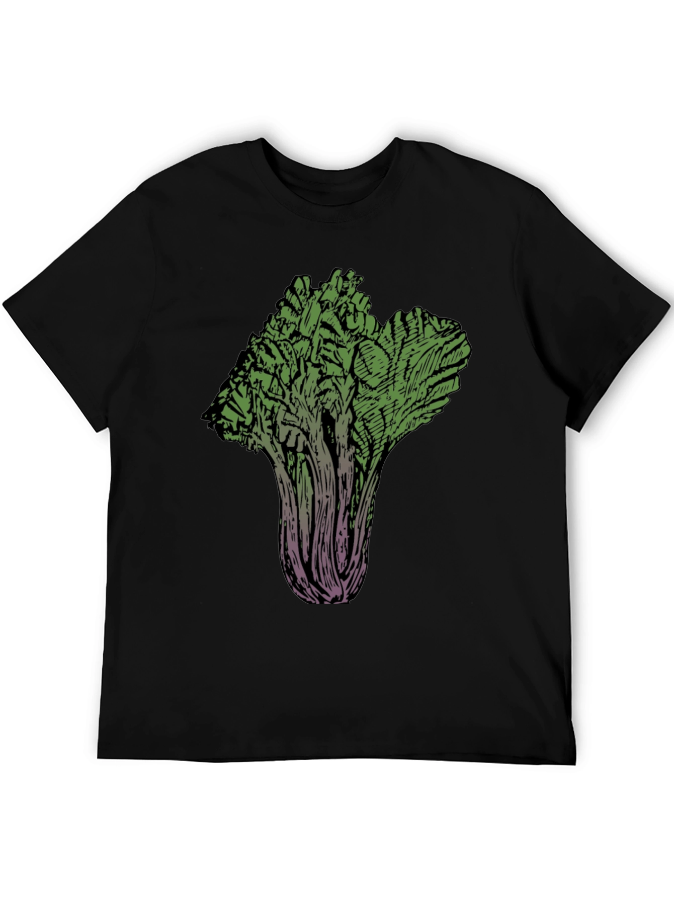 Unique Vegetable Art Tee - Black Cotton Blend