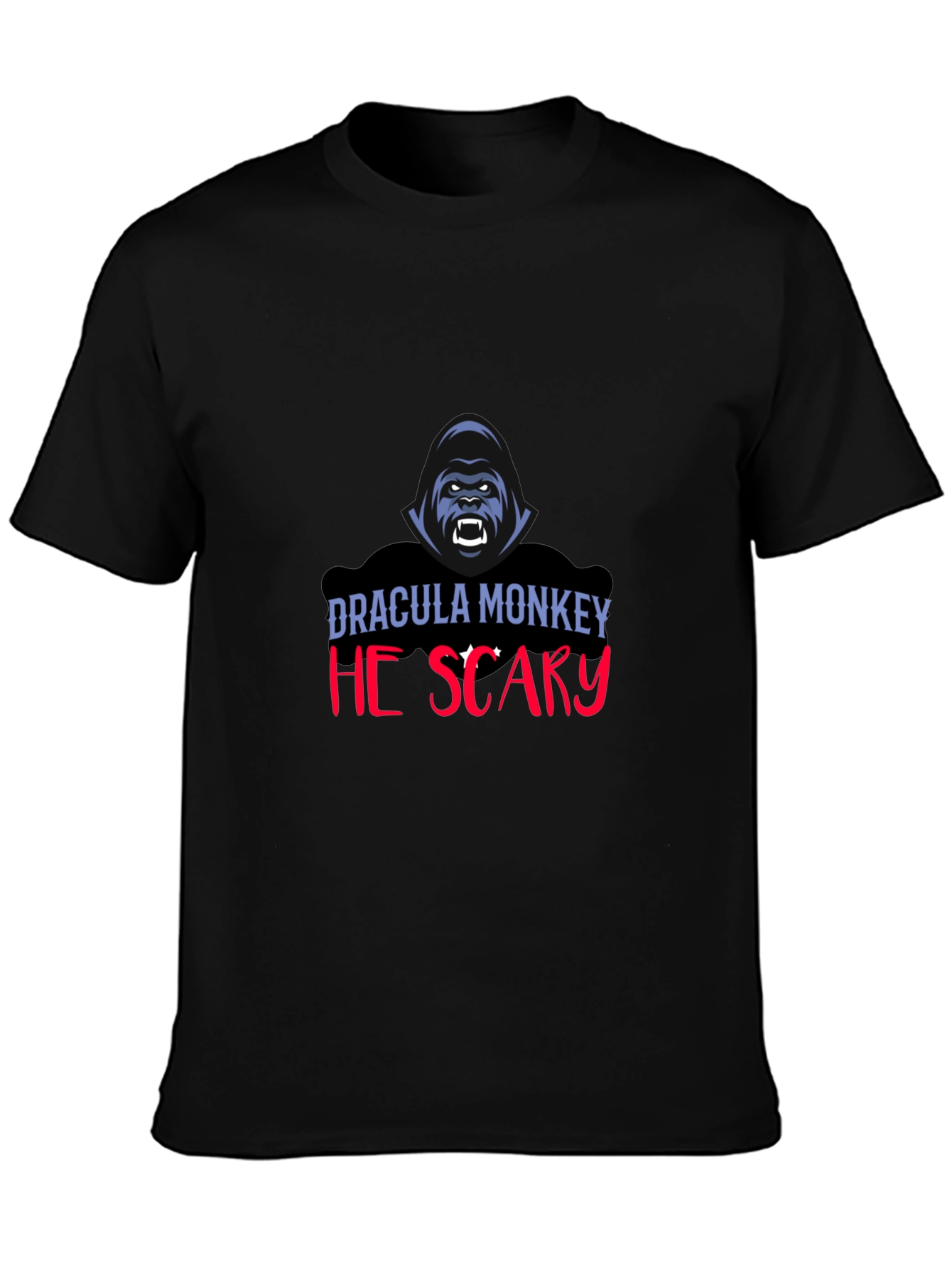 Dracula Monkey He Scary Graphic T-Shirt