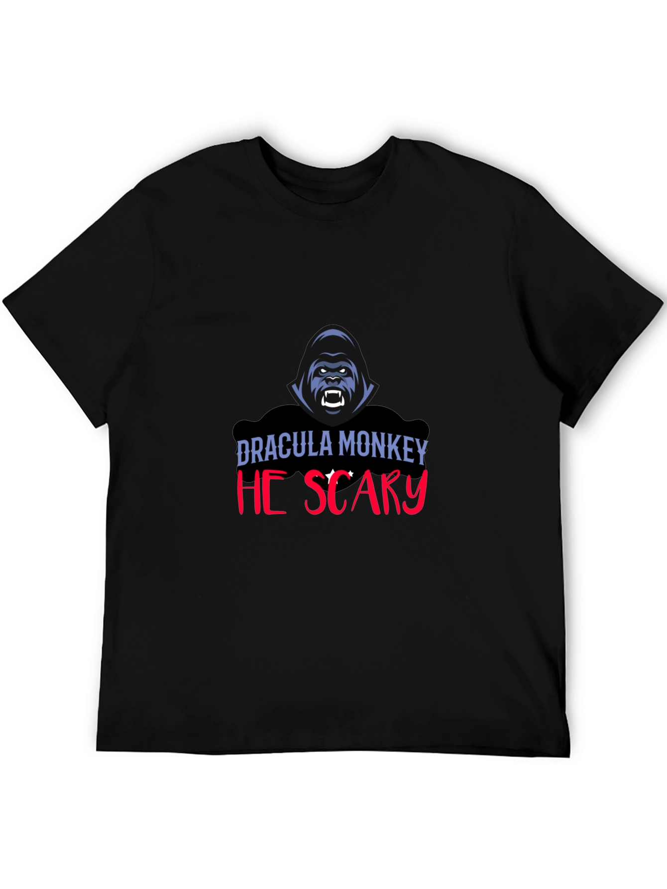 Dracula Monkey He Scary Graphic T-Shirt