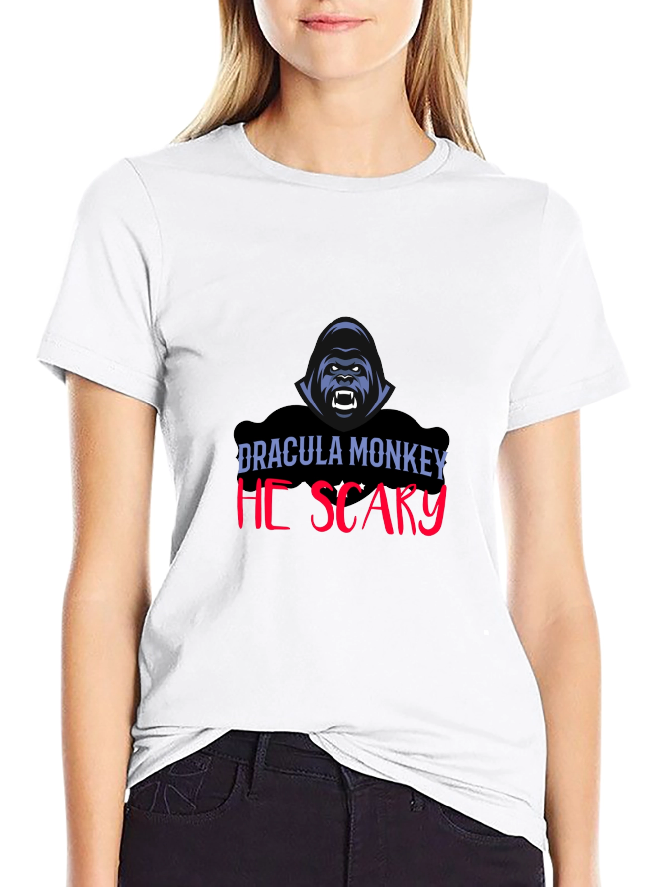 Dracula Monkey He Scary Graphic T-Shirt