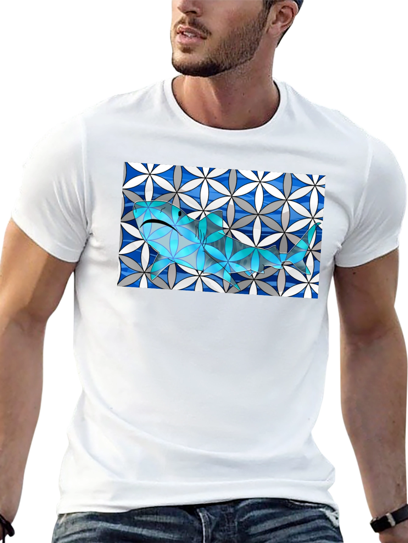 Abstract Shark Graphic Tee - Stylish & Unique