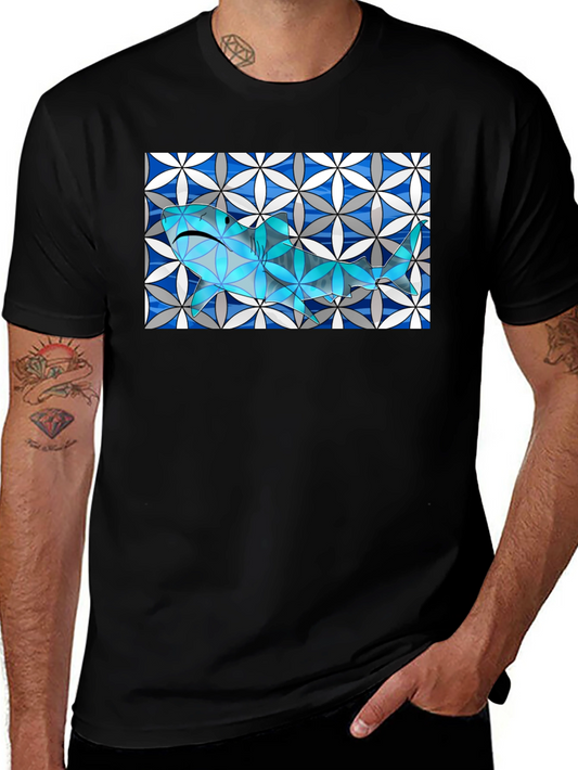 Abstract Shark Graphic Tee - Stylish & Unique
