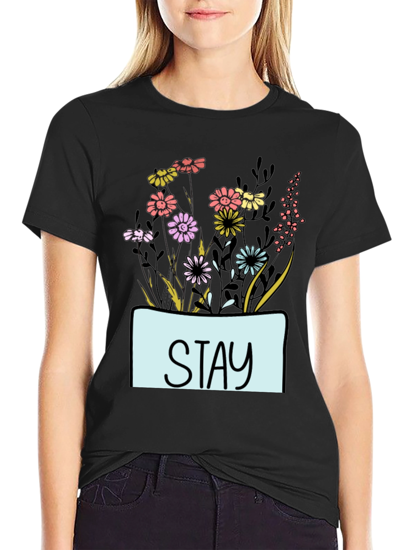 Stay Floral Graphic T-Shirt - Unisex Casual Tee