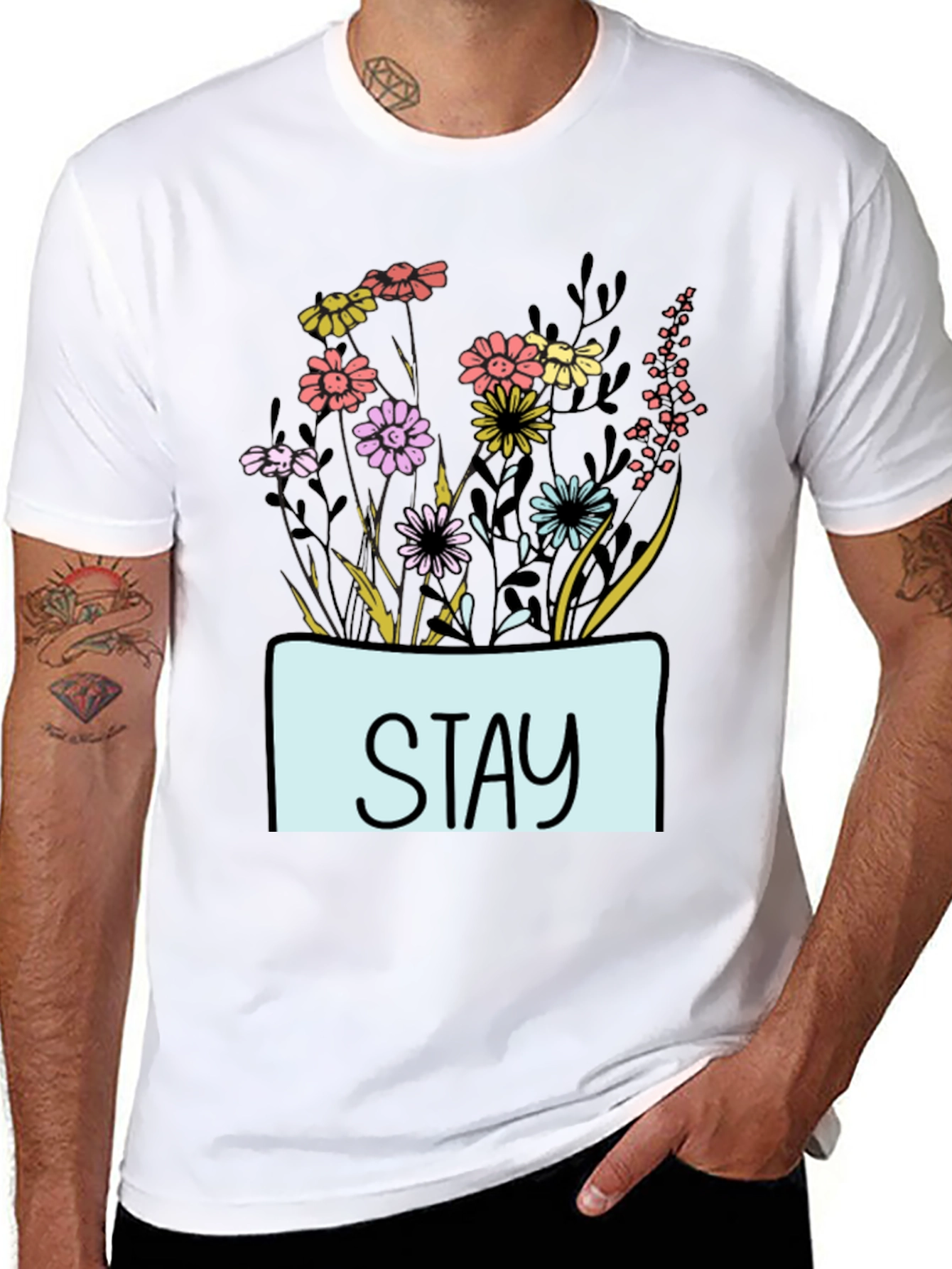 Stay Floral Graphic T-Shirt - Unisex Casual Tee