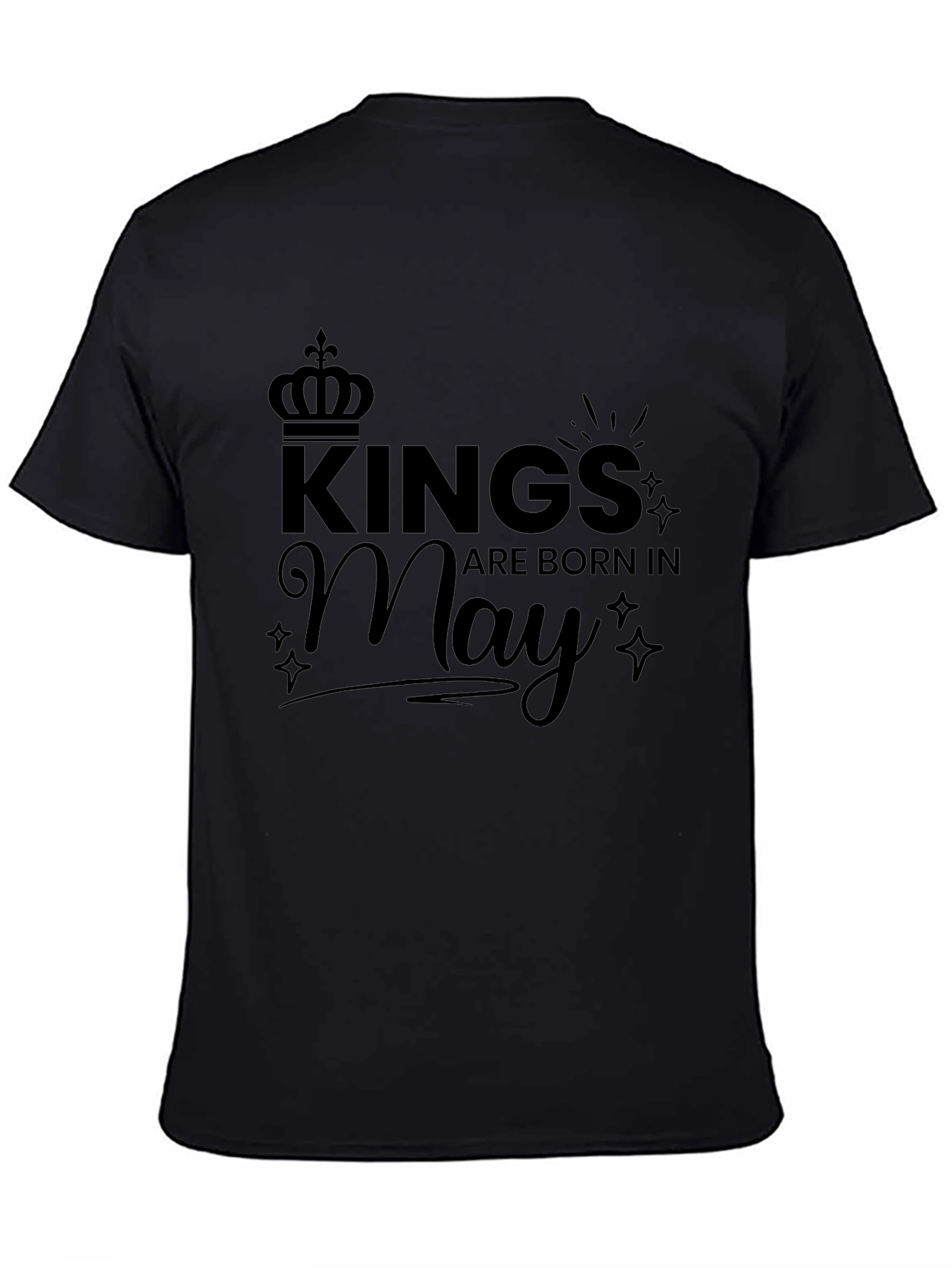 Kings Are Born In May Black T-Shirt