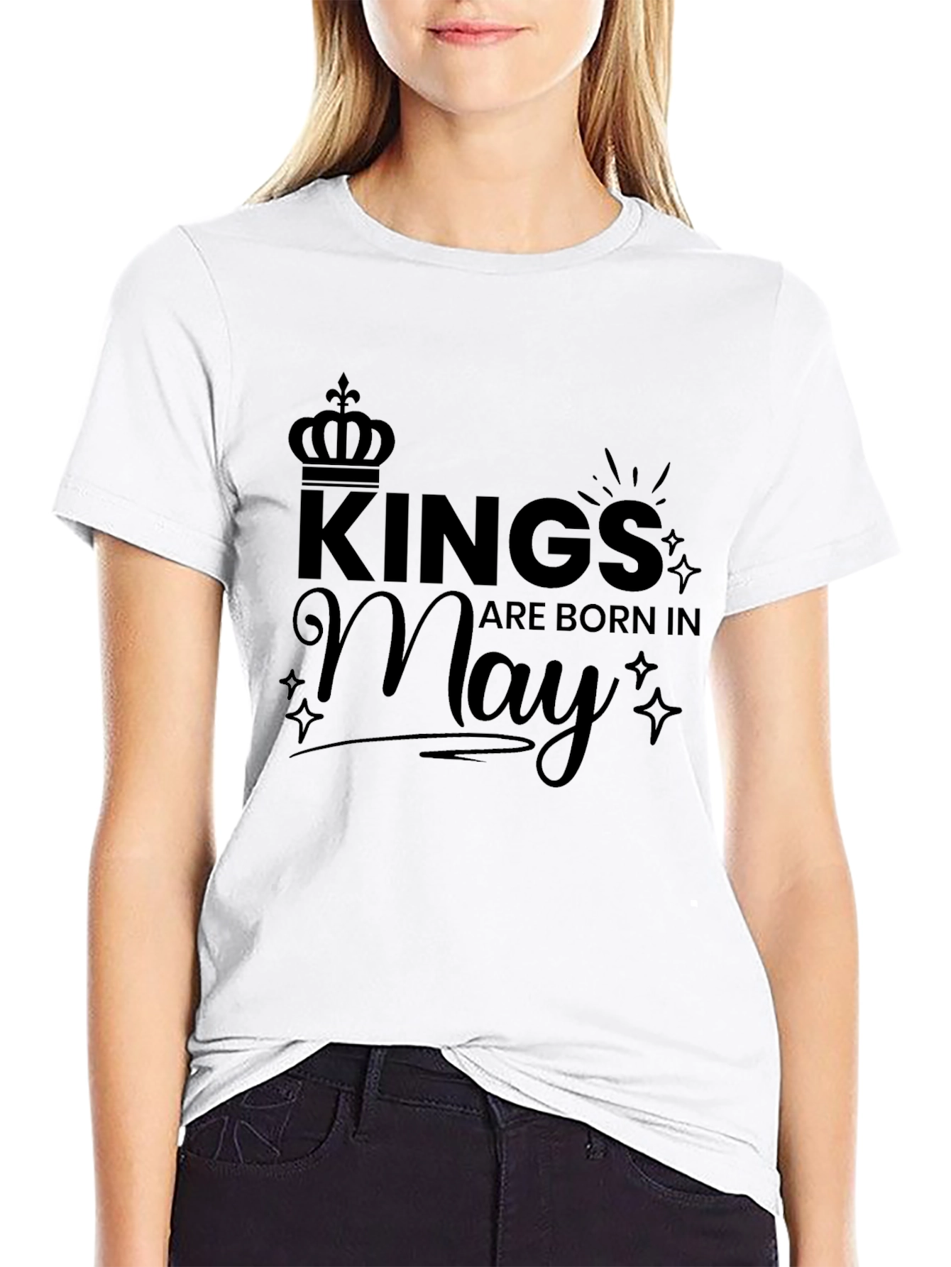 Kings Are Born In May Black T-Shirt