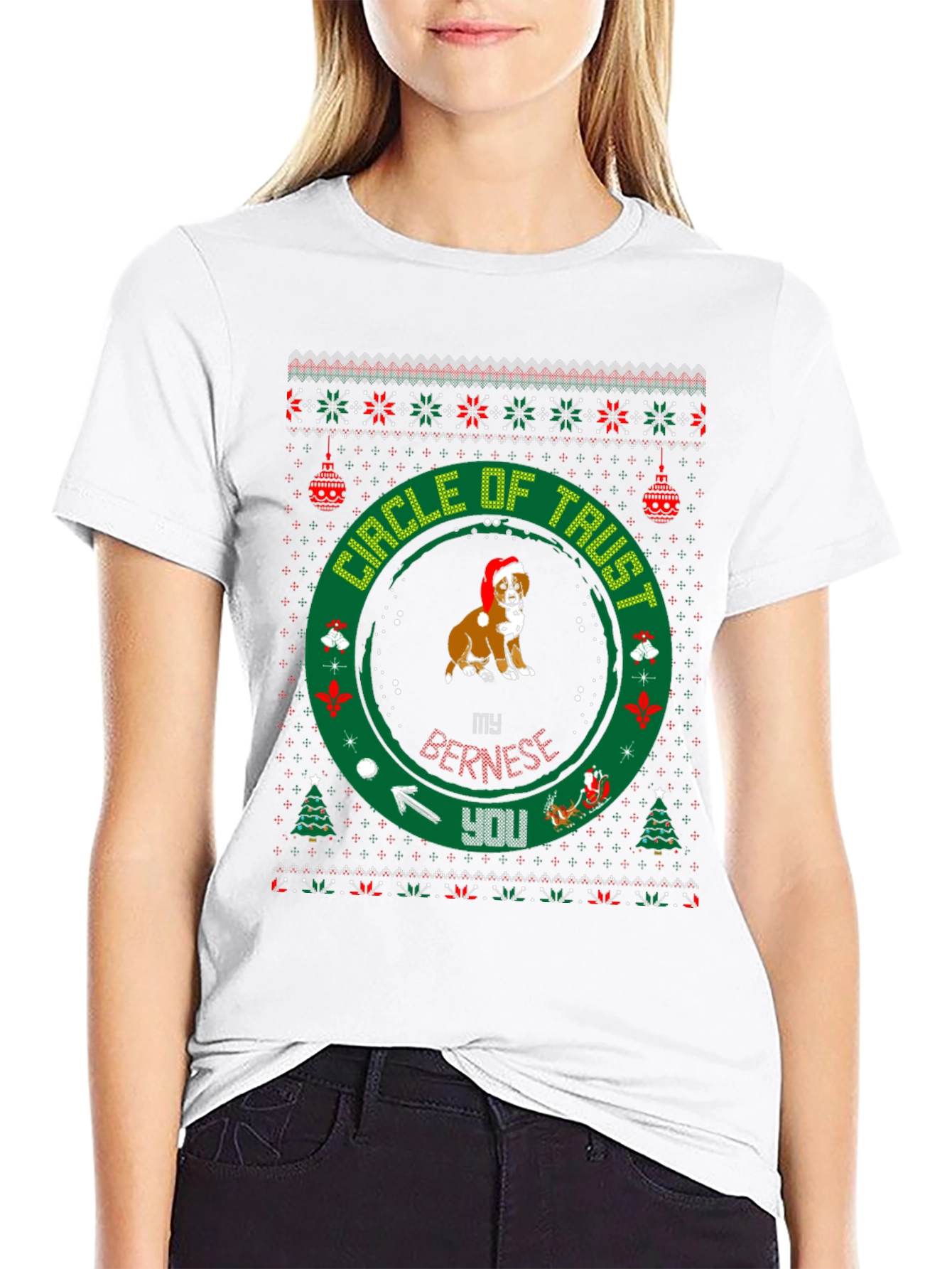 Funny Dog Christmas T-Shirt Circle Of Trust Holiday Tee