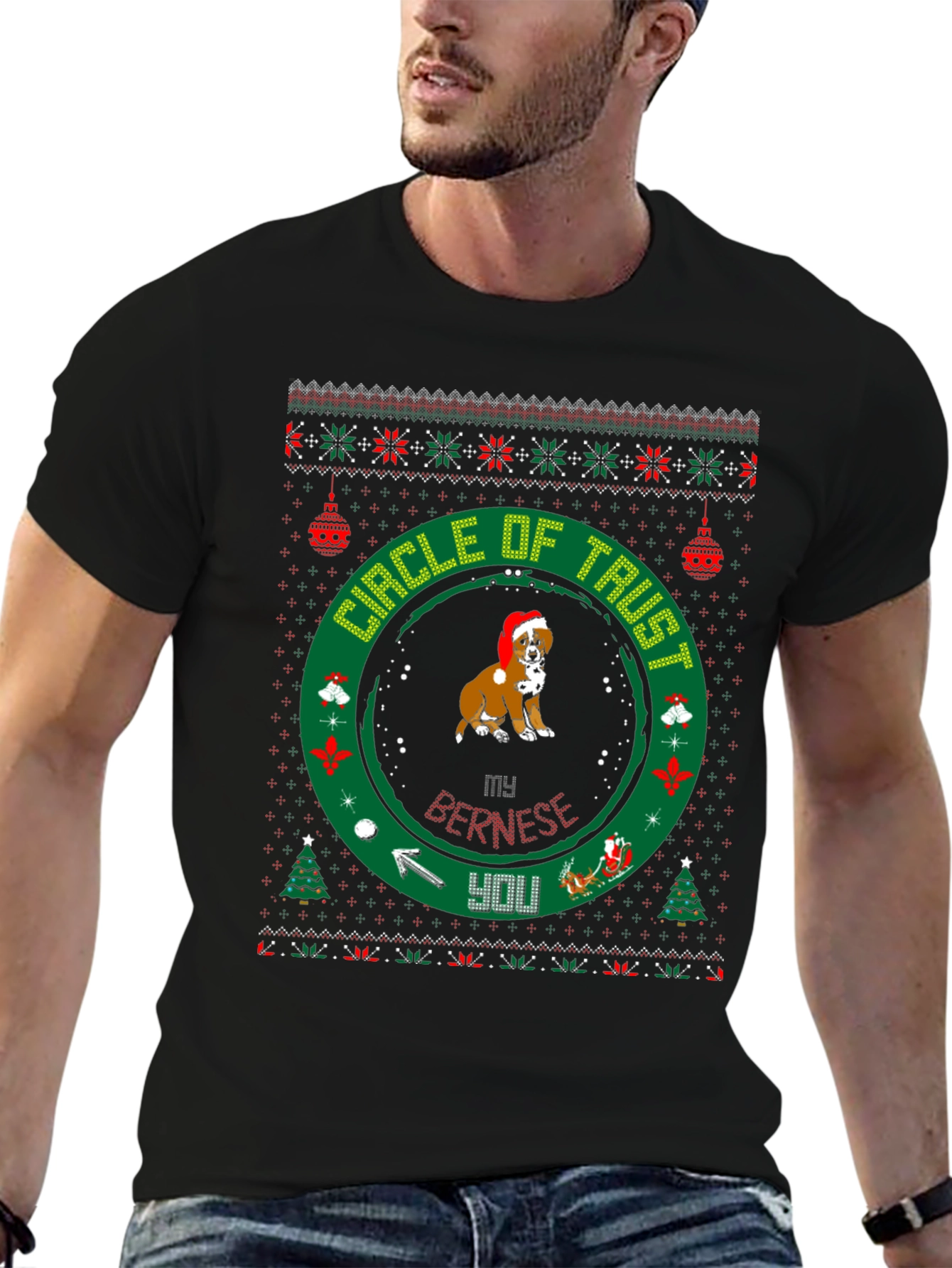 Funny Dog Christmas T-Shirt Circle Of Trust Holiday Tee