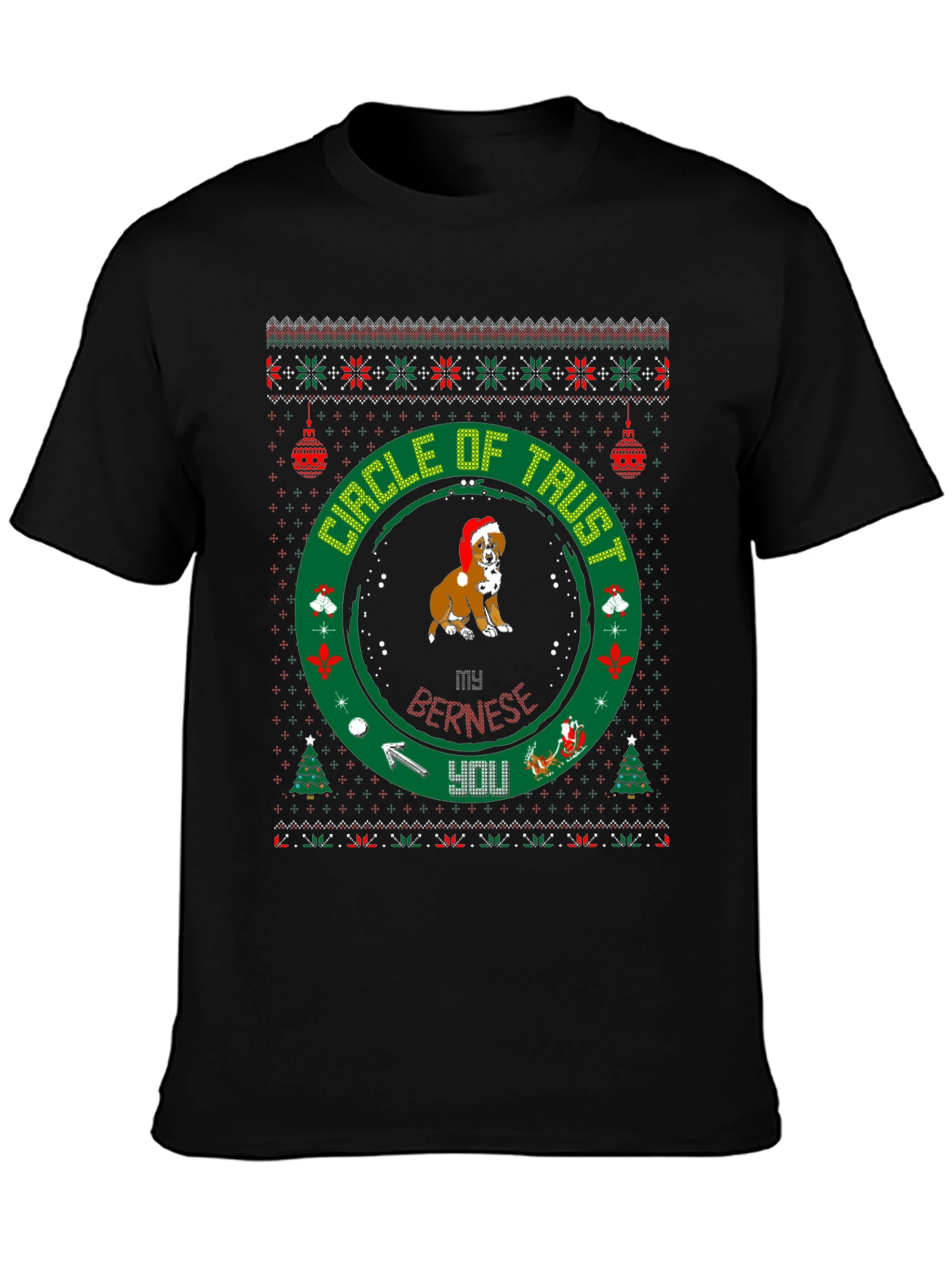 Funny Dog Christmas T-Shirt Circle Of Trust Holiday Tee