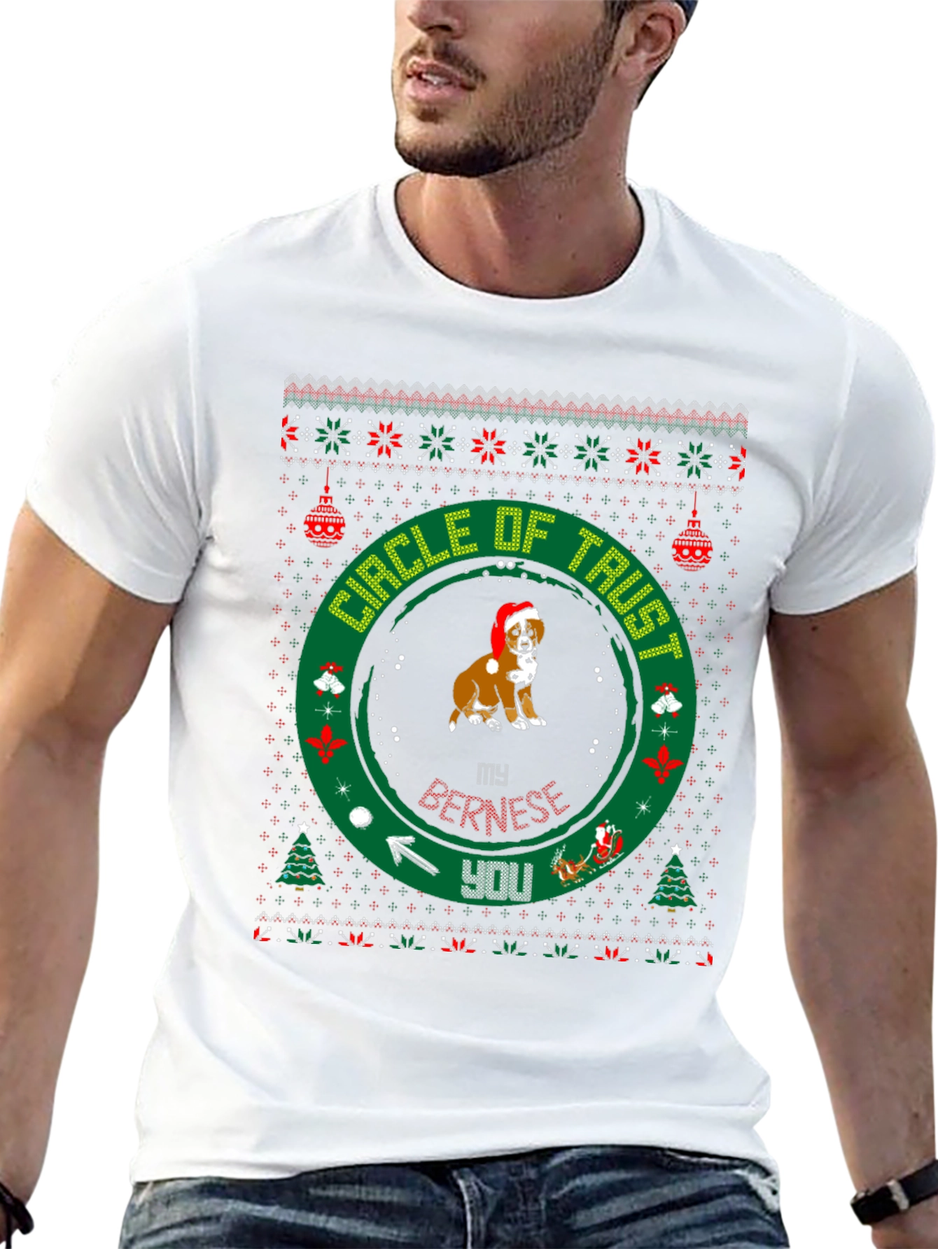 Funny Dog Christmas T-Shirt Circle Of Trust Holiday Tee