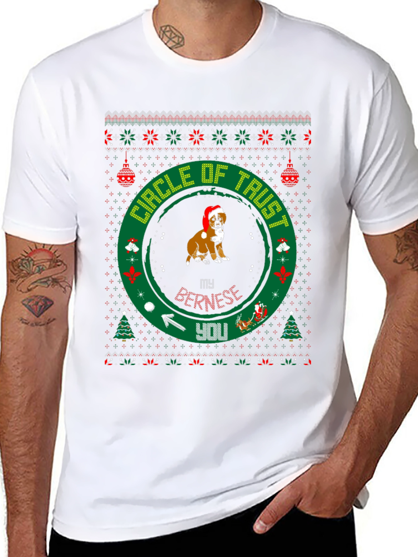 Funny Dog Christmas T-Shirt Circle Of Trust Holiday Tee