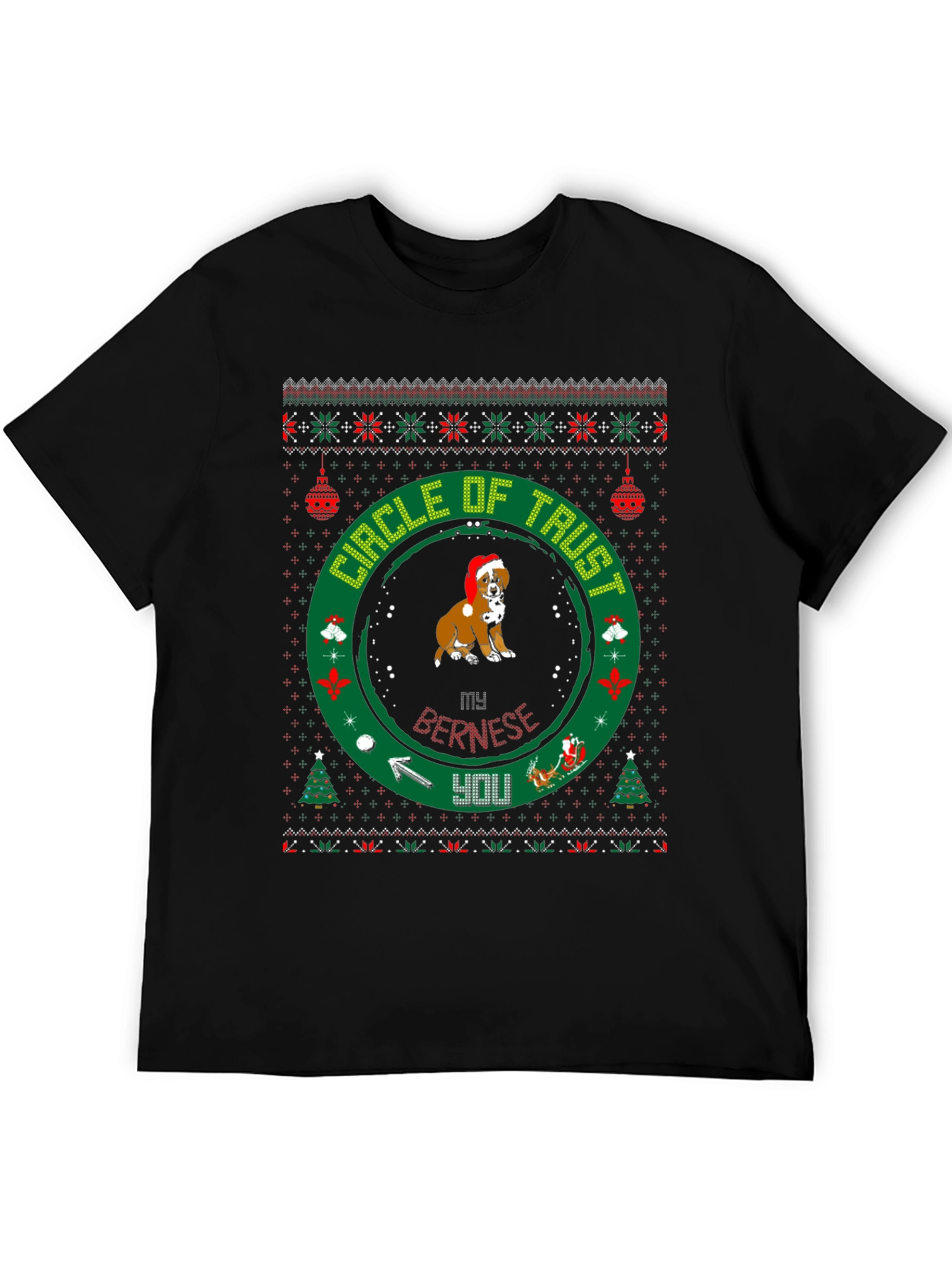 Funny Dog Christmas T-Shirt Circle Of Trust Holiday Tee