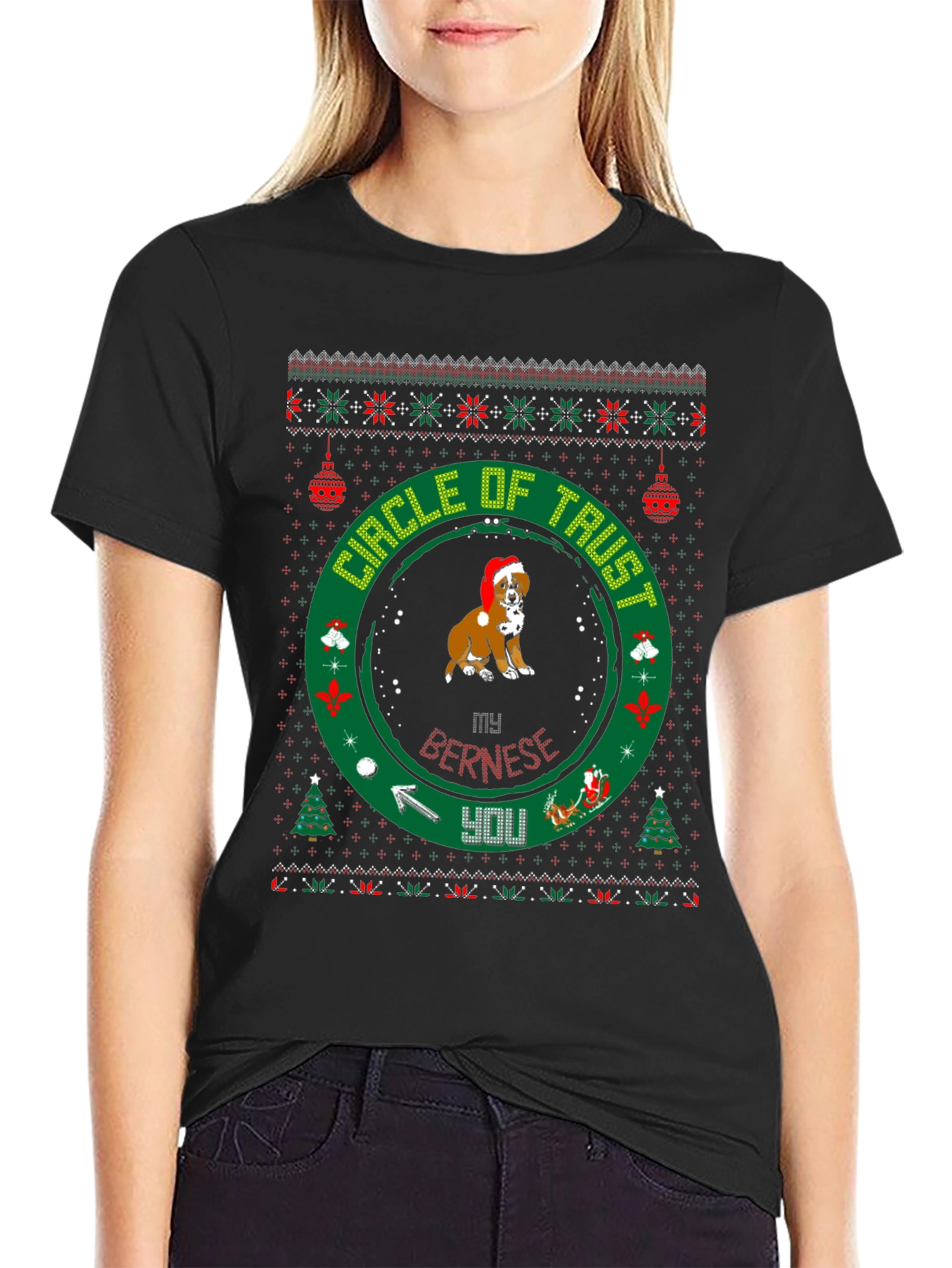 Funny Dog Christmas T-Shirt Circle Of Trust Holiday Tee