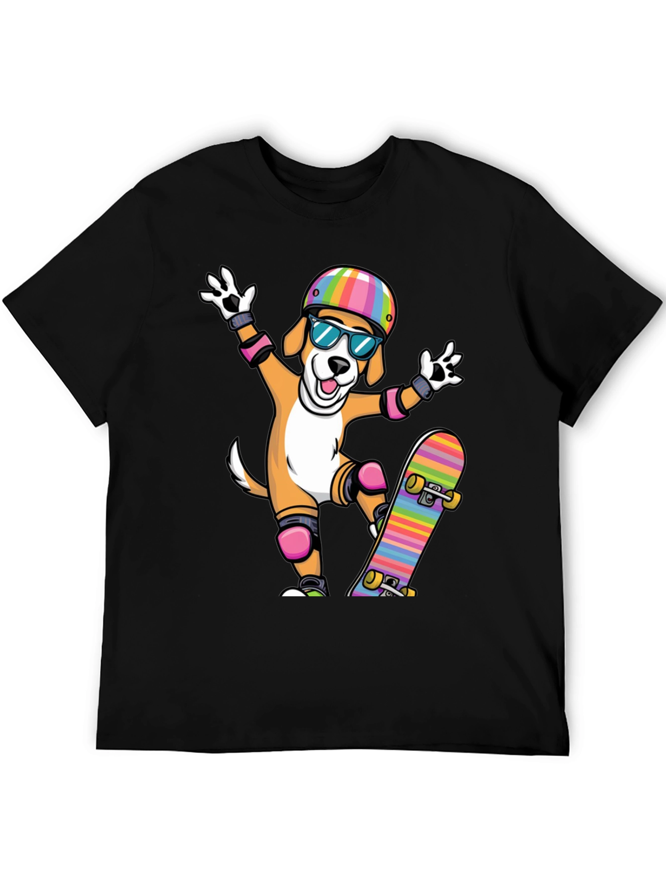Skateboarding Dog Graphic Tee - Black T-Shirt