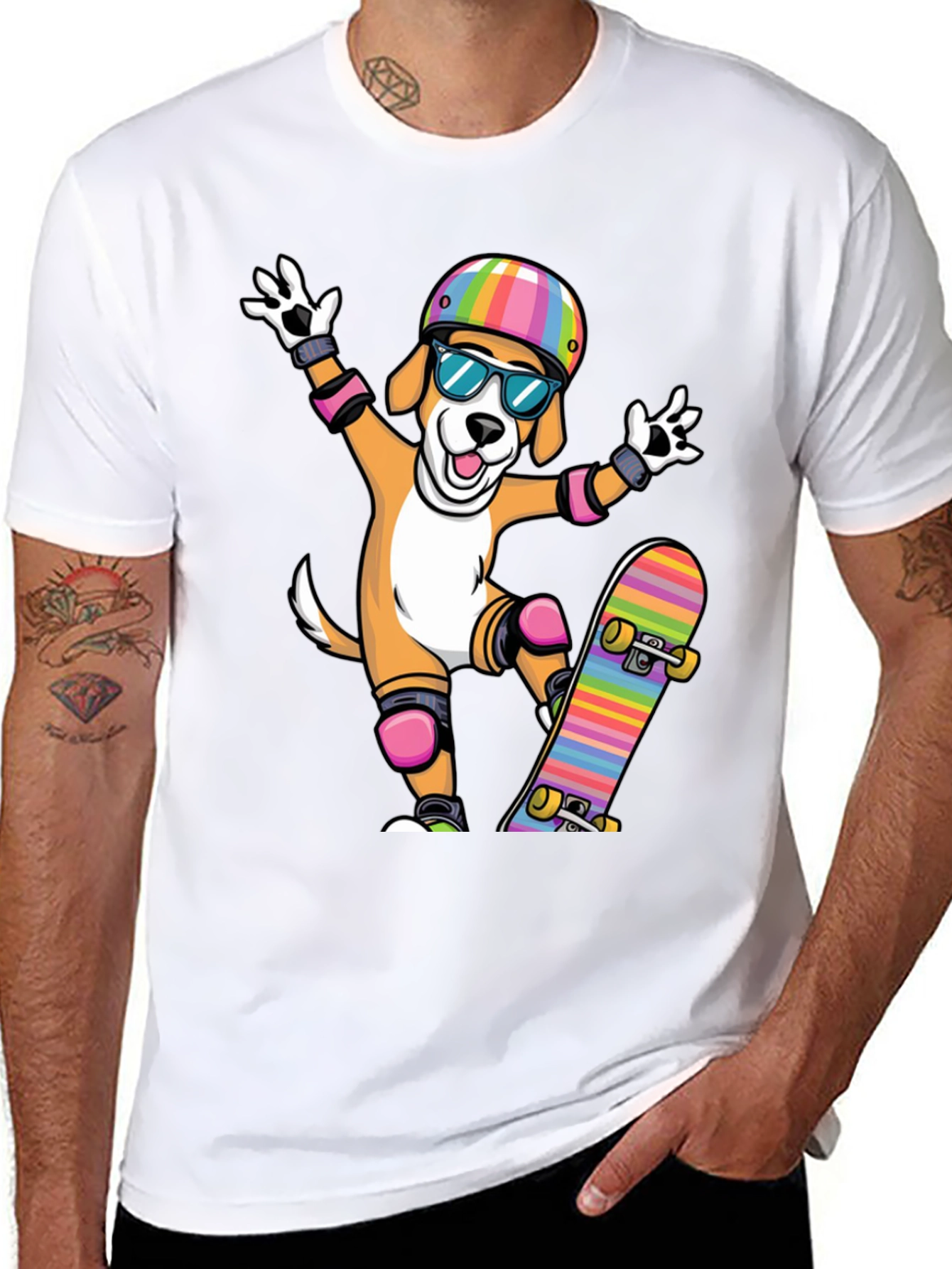 Skateboarding Dog Graphic Tee - Black T-Shirt