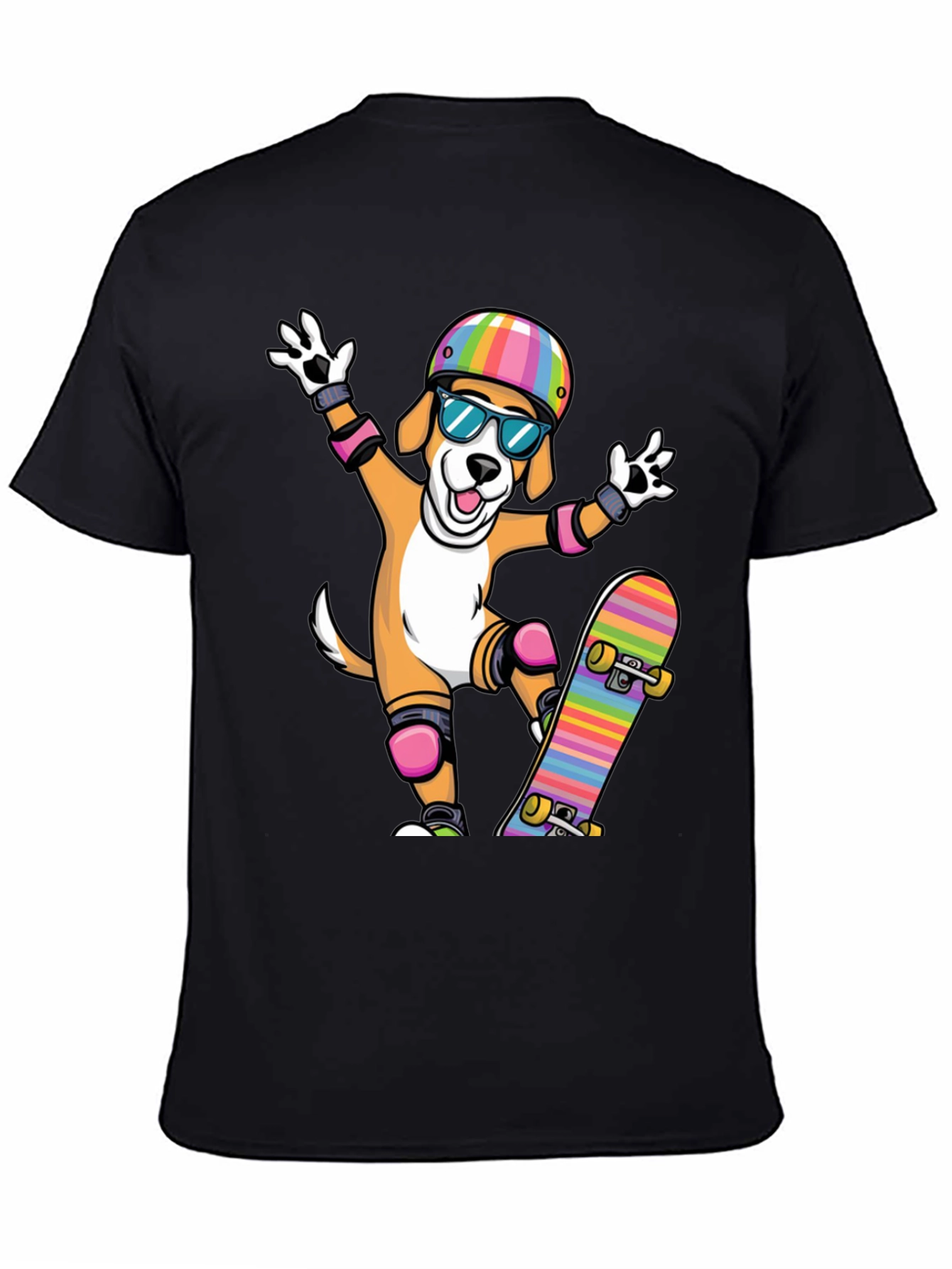 Skateboarding Dog Graphic Tee - Black T-Shirt