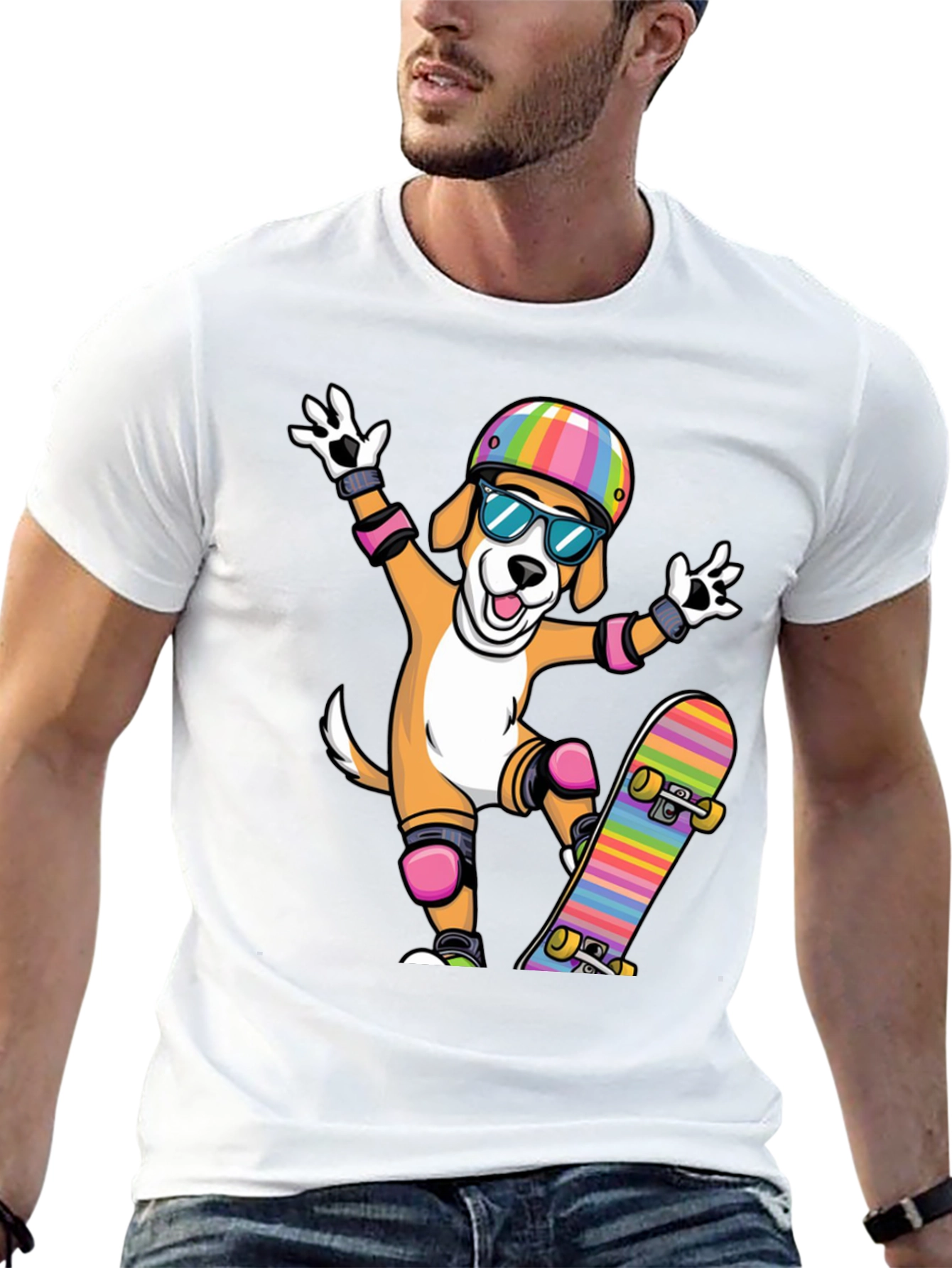 Skateboarding Dog Graphic Tee - Black T-Shirt