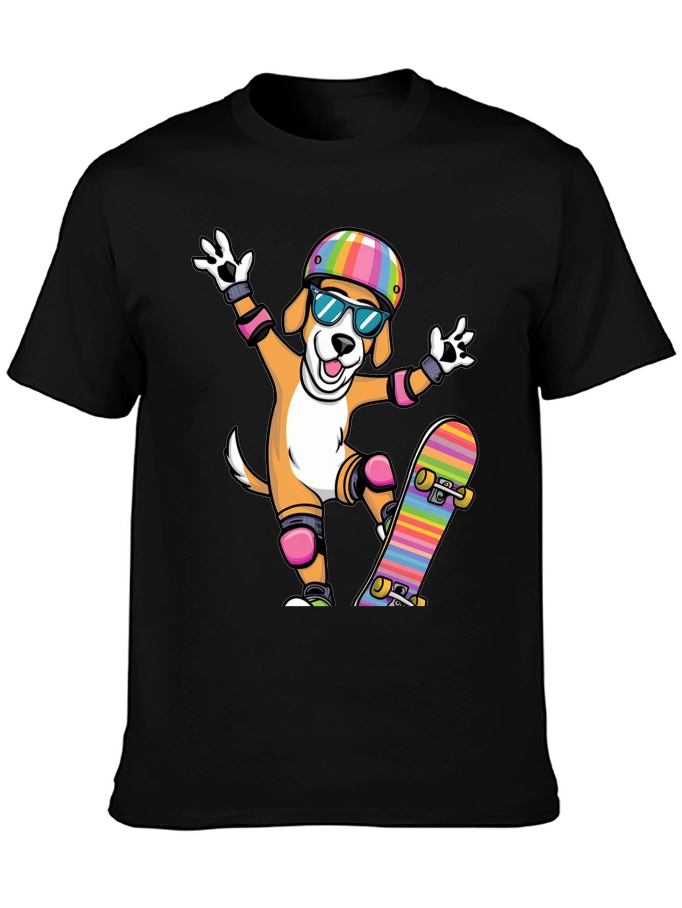 Skateboarding Dog Graphic Tee - Black T-Shirt