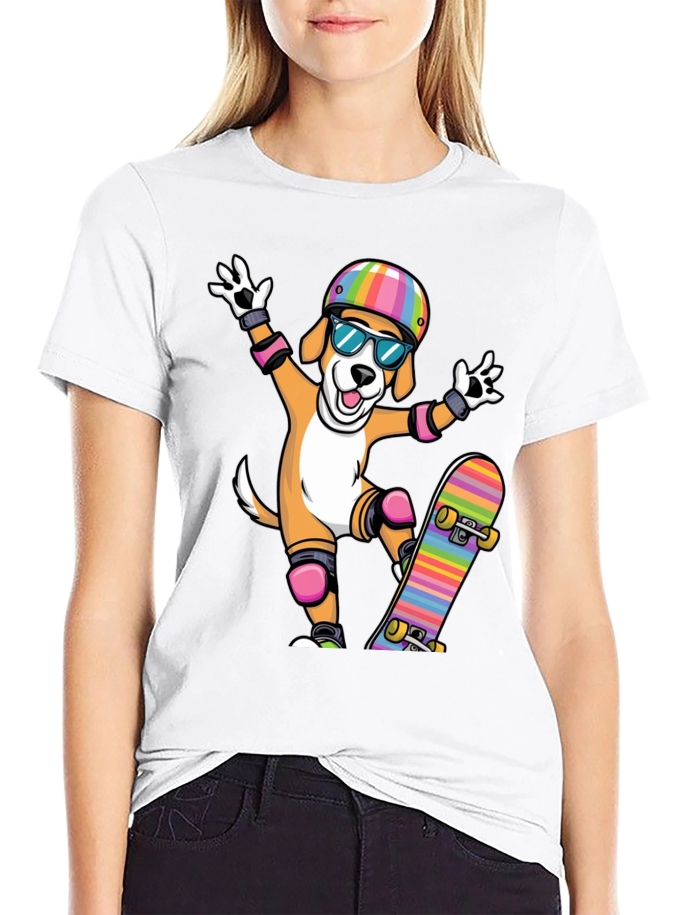 Skateboarding Dog Graphic Tee - Black T-Shirt