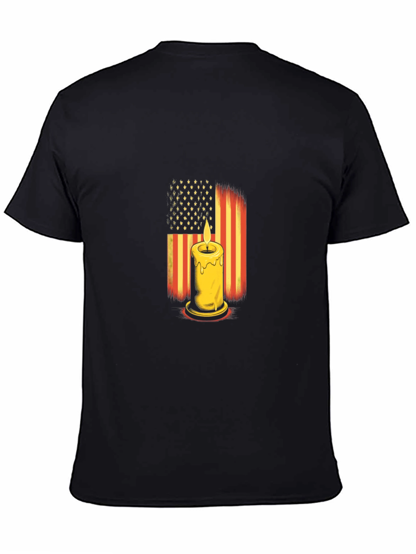 American Flag Candle Black T-Shirt
