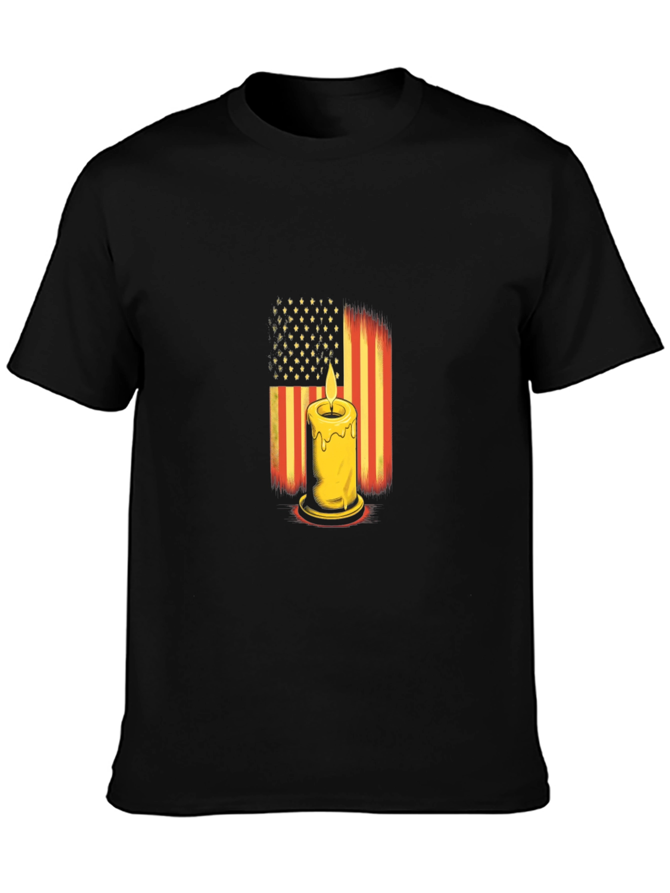 American Flag Candle Black T-Shirt