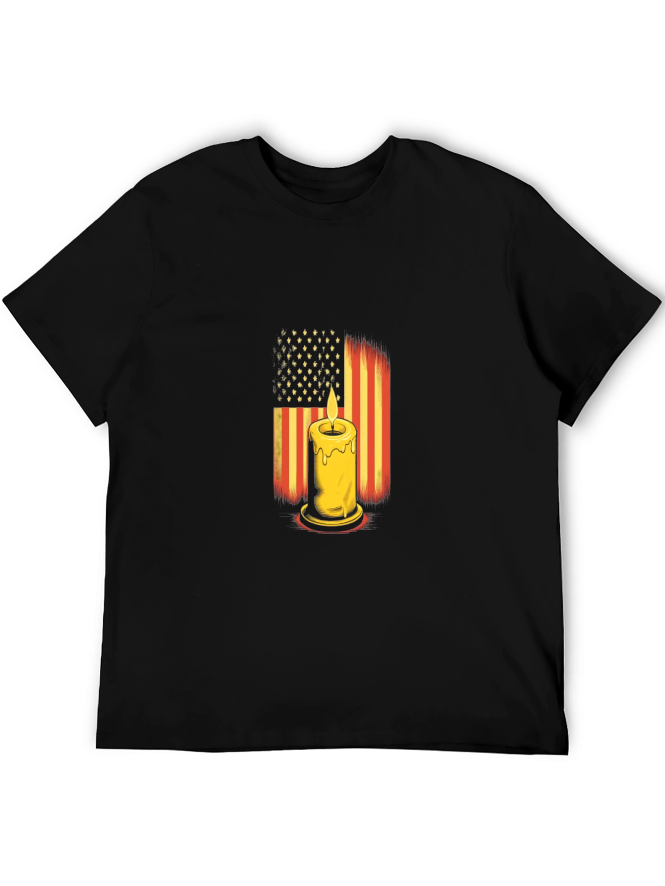 American Flag Candle Black T-Shirt