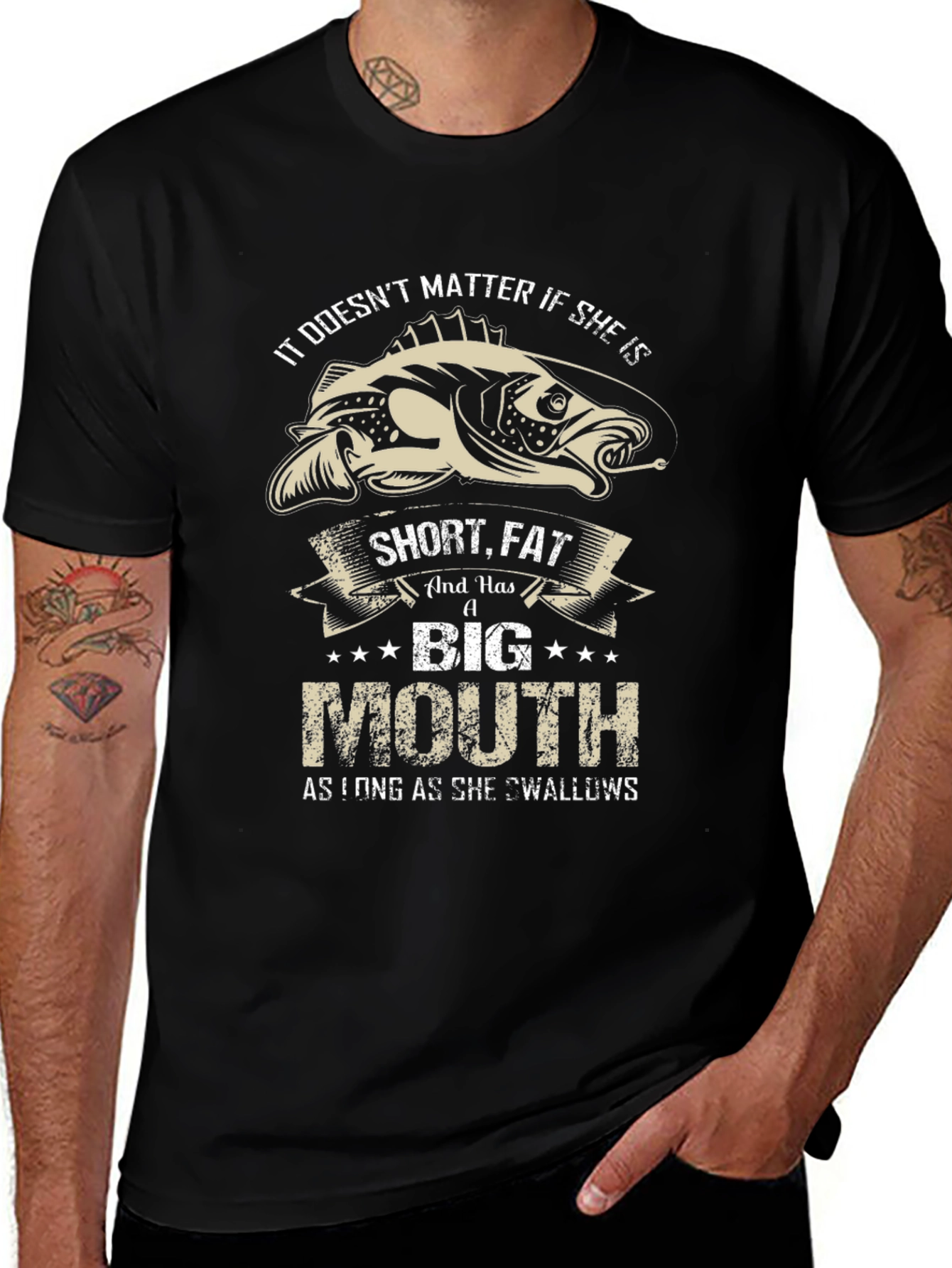 Funny Fishing T-Shirt - Big Mouth Swallows Tee