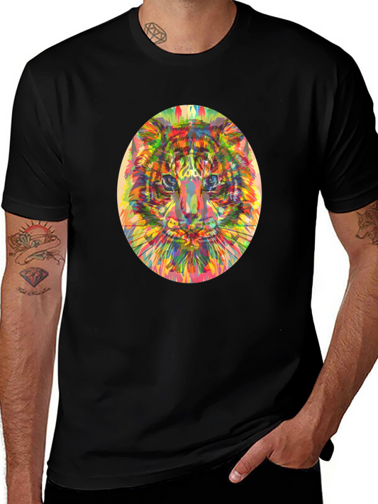 Abstract Tiger Graphic T-Shirt - Black