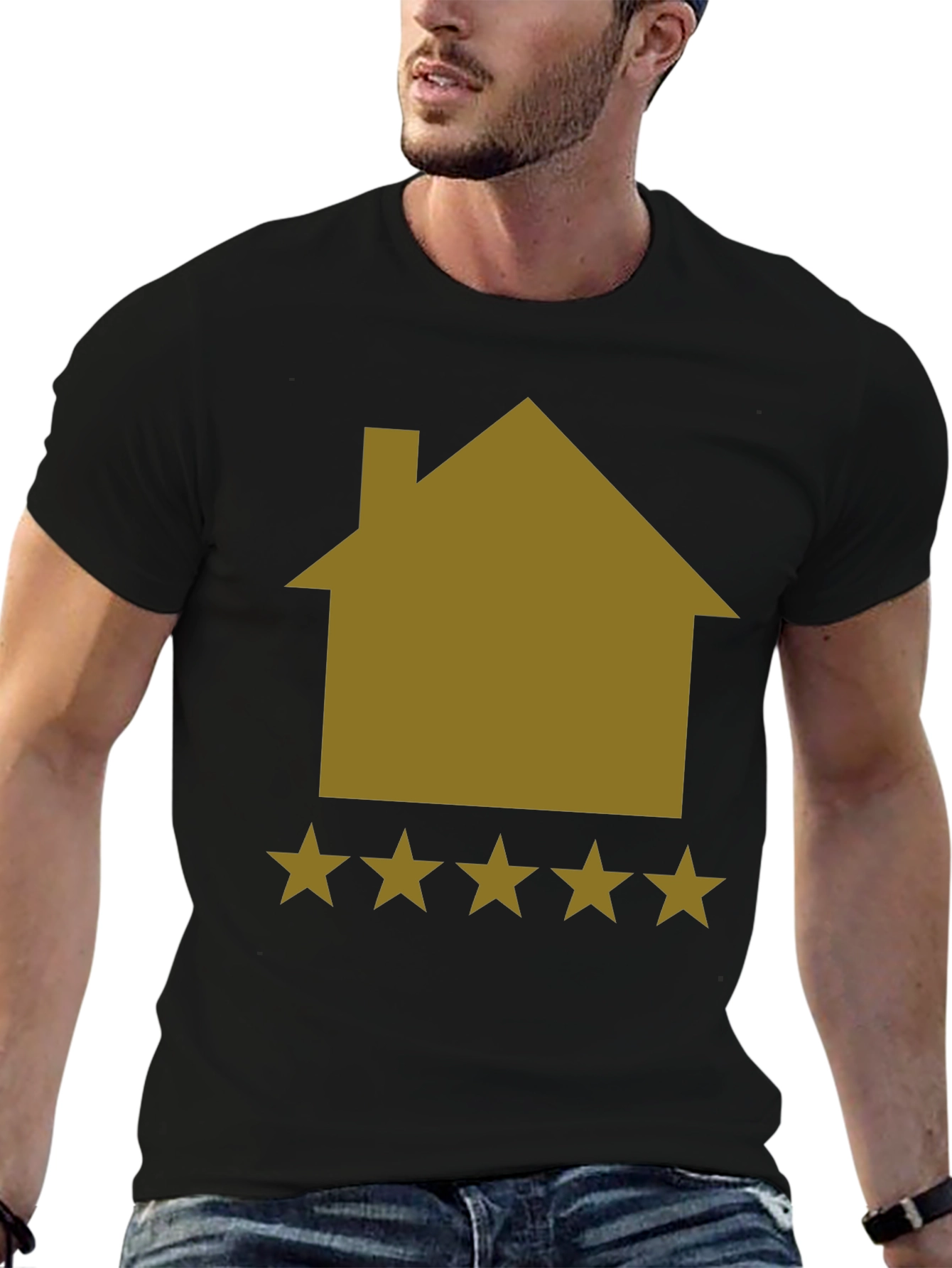 5-Star House Graphic Tee - Black