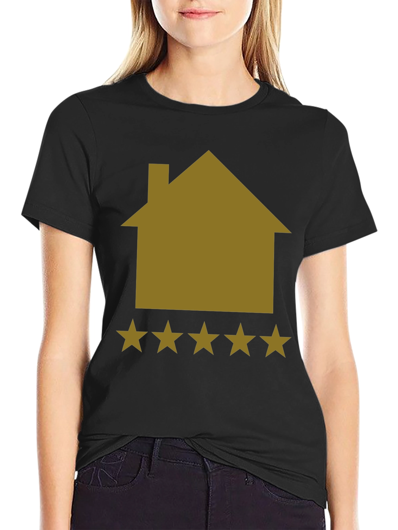 5-Star House Graphic Tee - Black