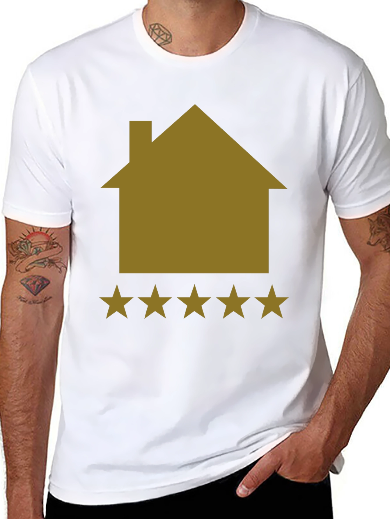 5-Star House Graphic Tee - Black