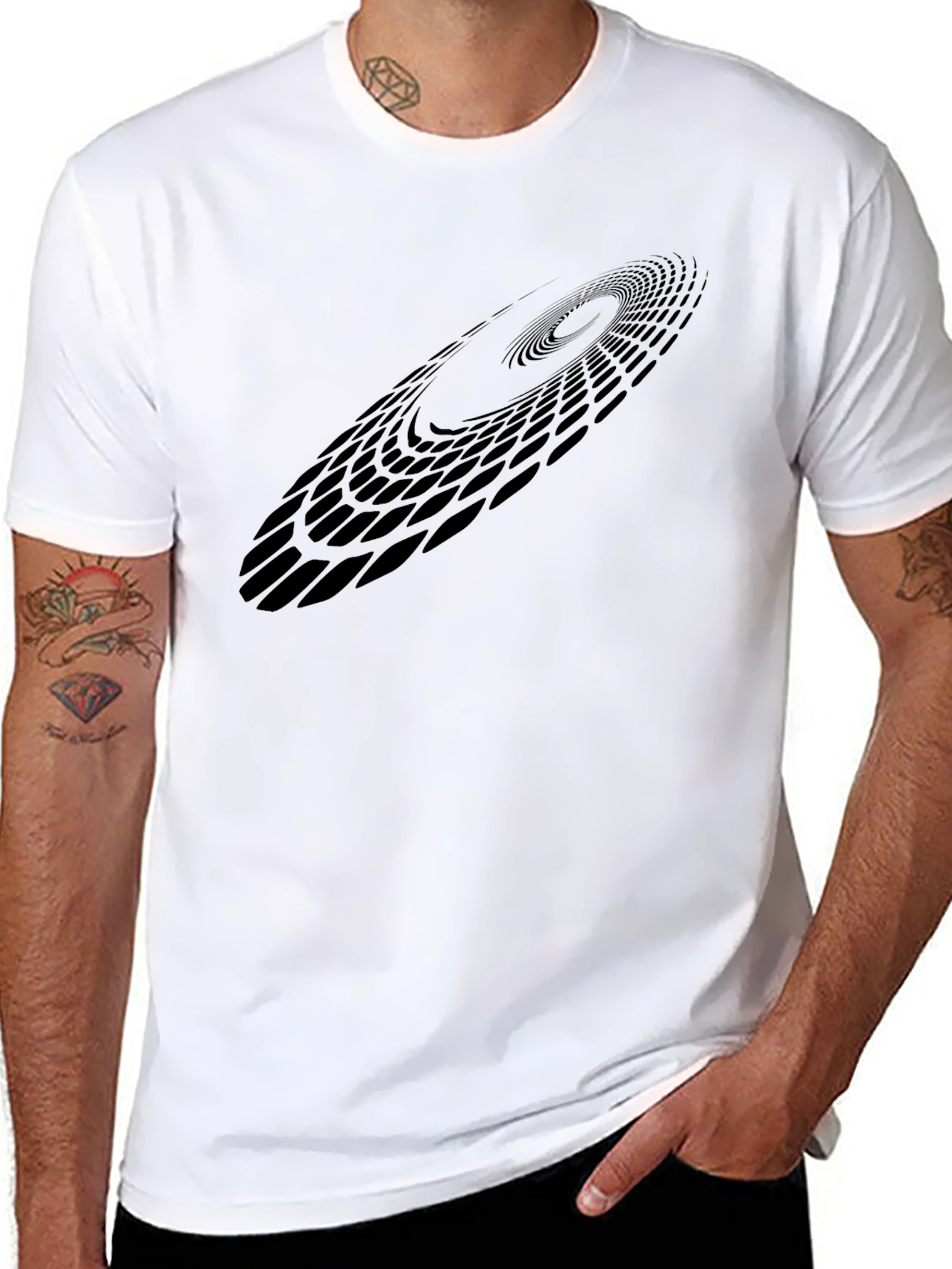Abstract Vortex Graphic Black T-Shirt
