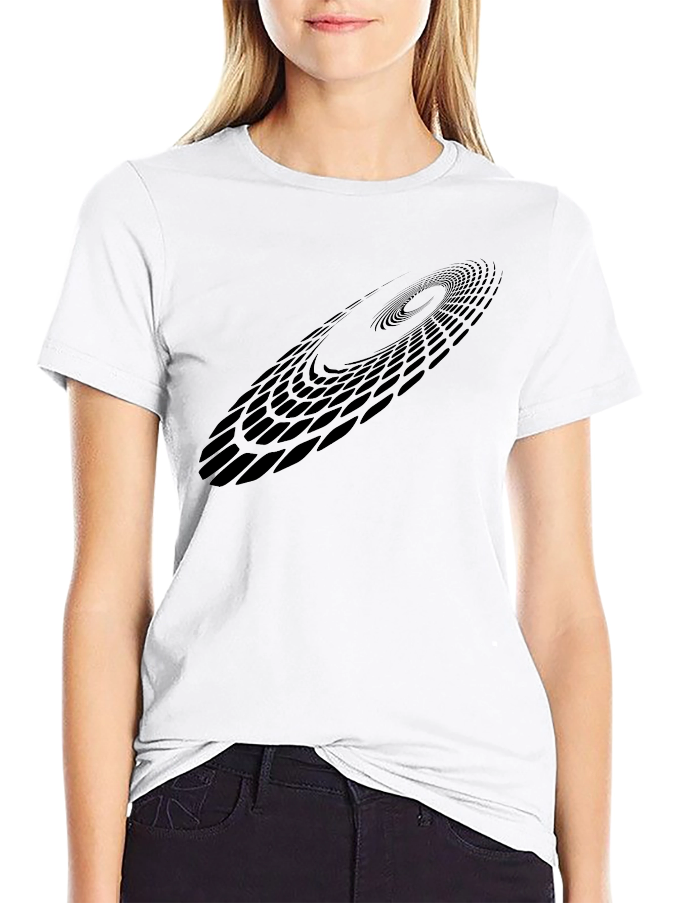 Abstract Vortex Graphic Black T-Shirt