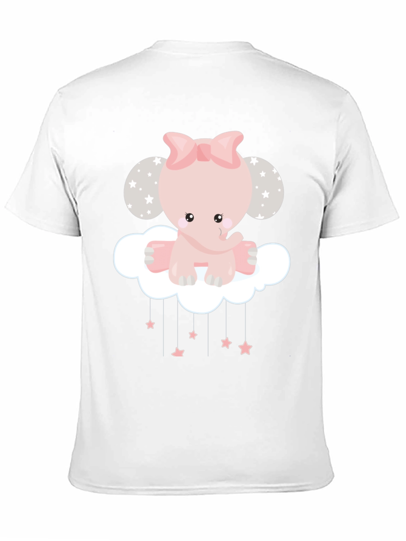Cute Elephant Cloud Graphic Tee - Black