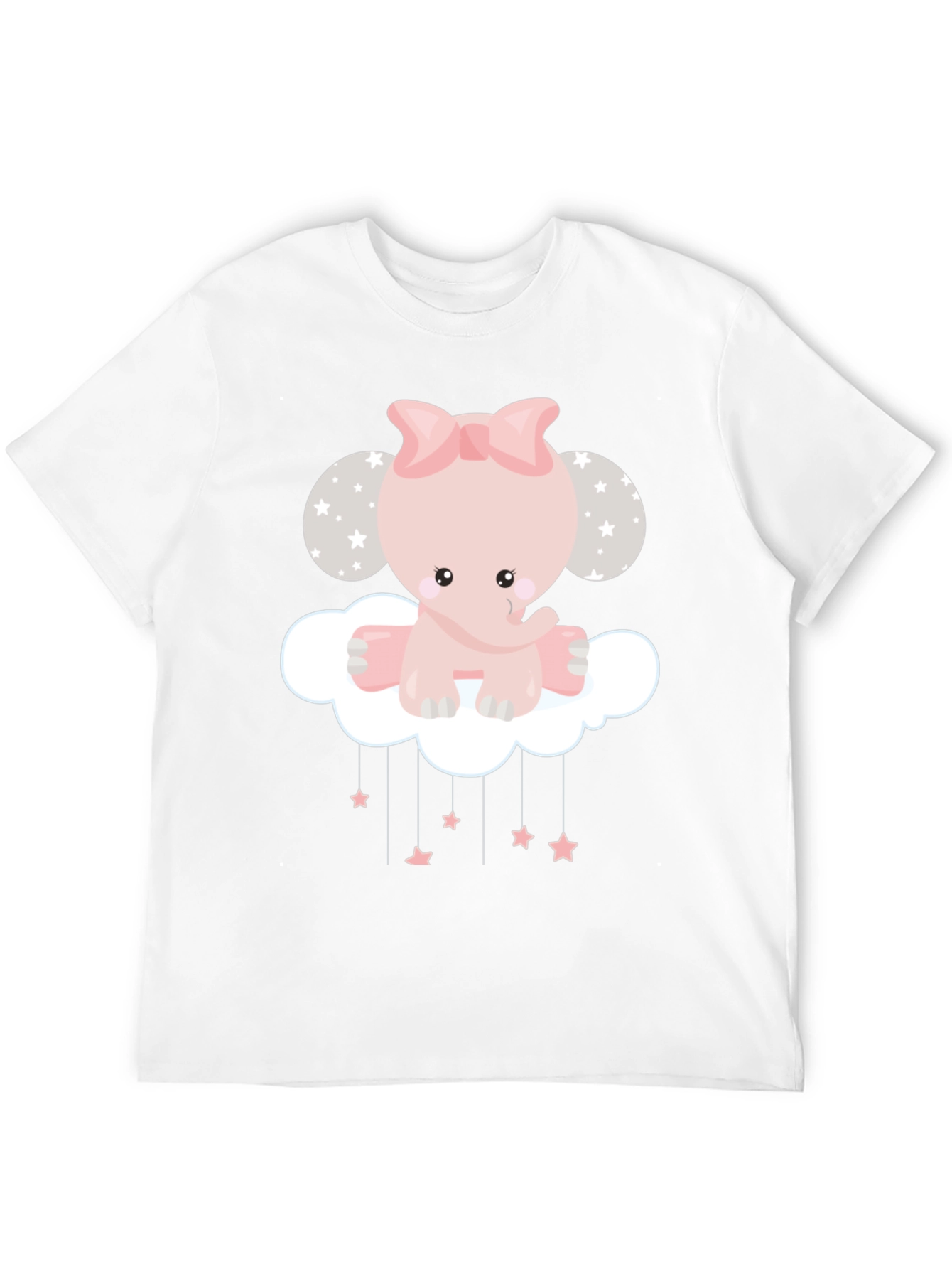 Cute Elephant Cloud Graphic Tee - Black