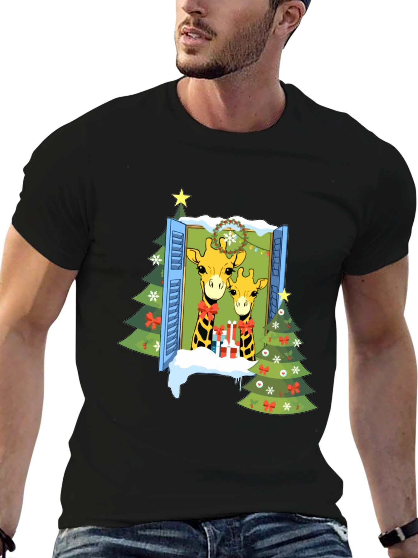 Festive Giraffe Christmas T-Shirt