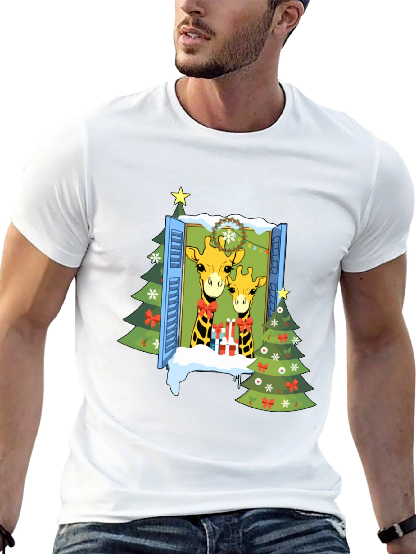 Festive Giraffe Christmas T-Shirt