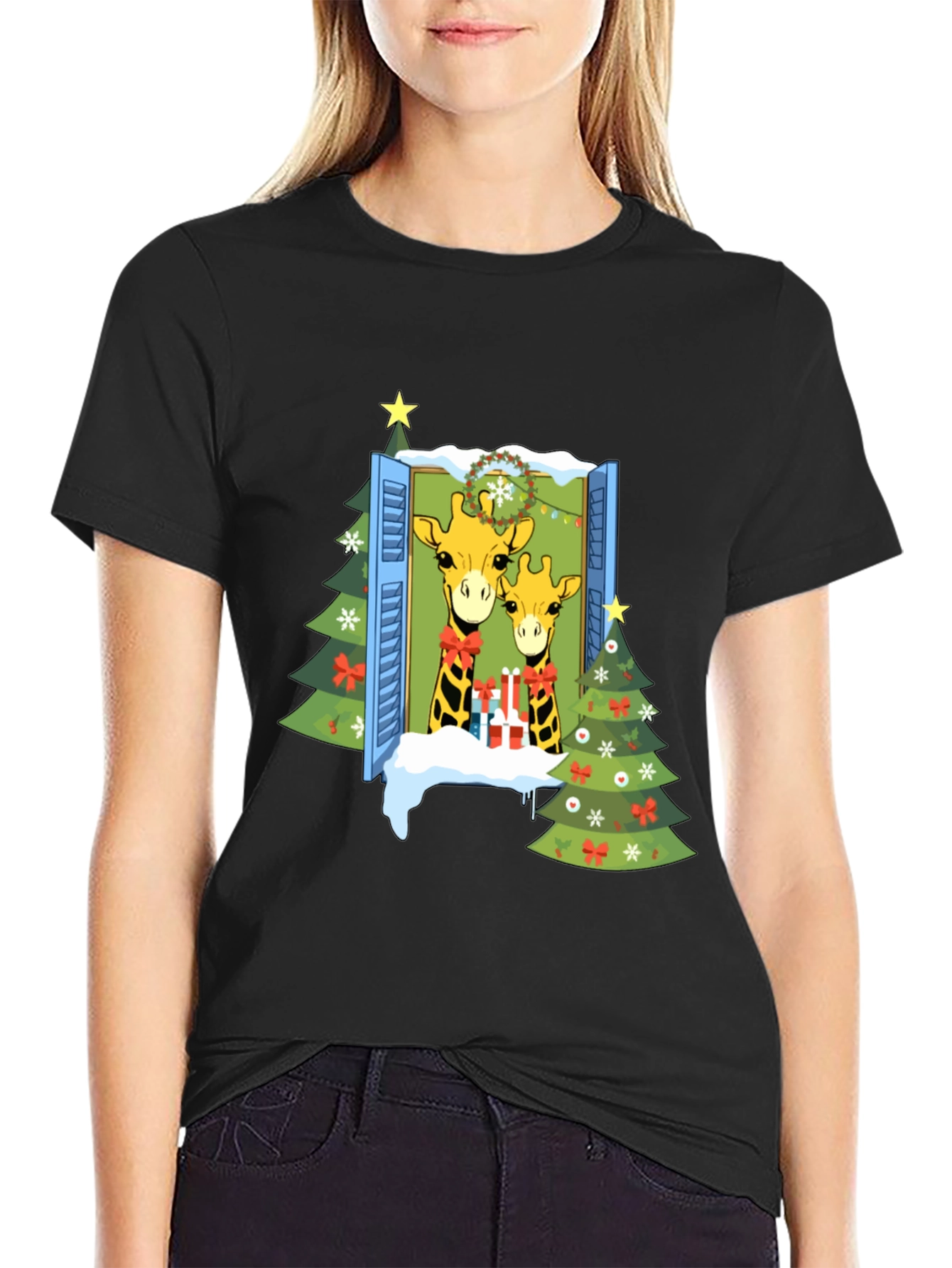 Festive Giraffe Christmas T-Shirt