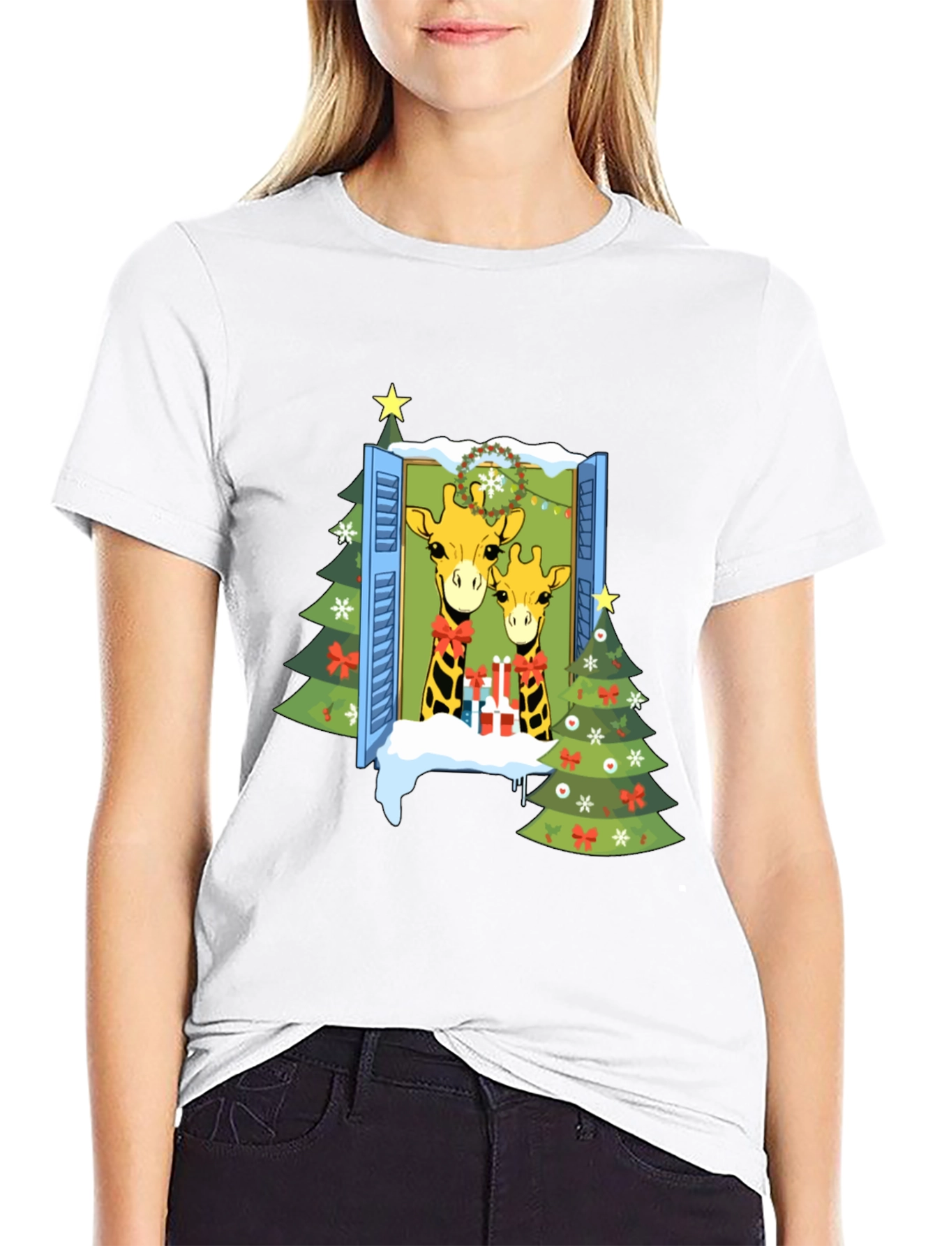 Festive Giraffe Christmas T-Shirt