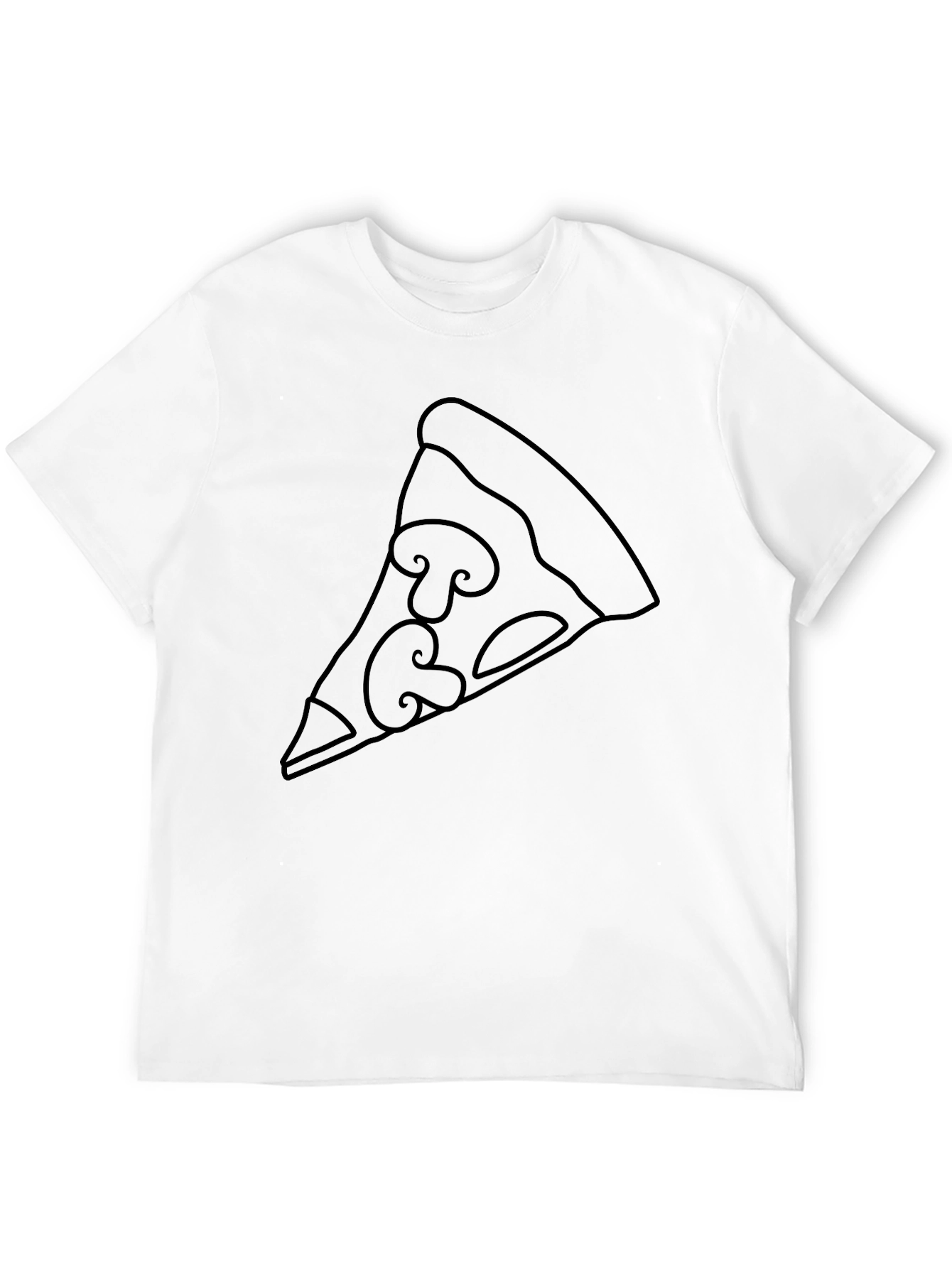 Pizza Slice Outline Graphic Tee - Black T-Shirt