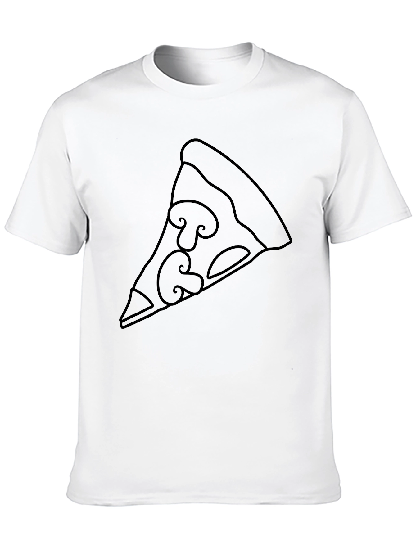 Pizza Slice Outline Graphic Tee - Black T-Shirt