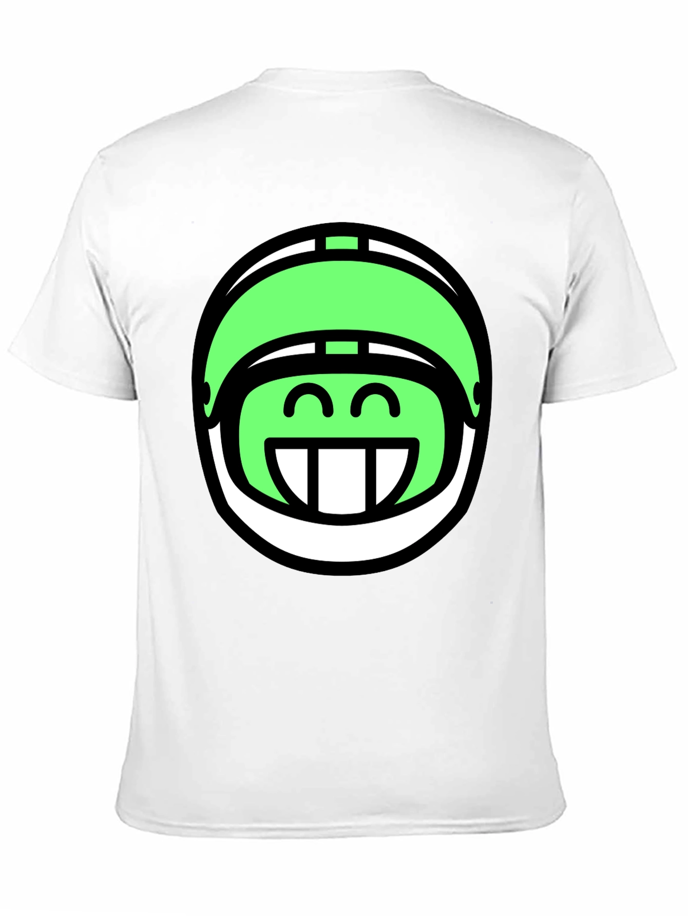 Funny Green Helmet Graphic Tee - Black Cotton T-Shirt