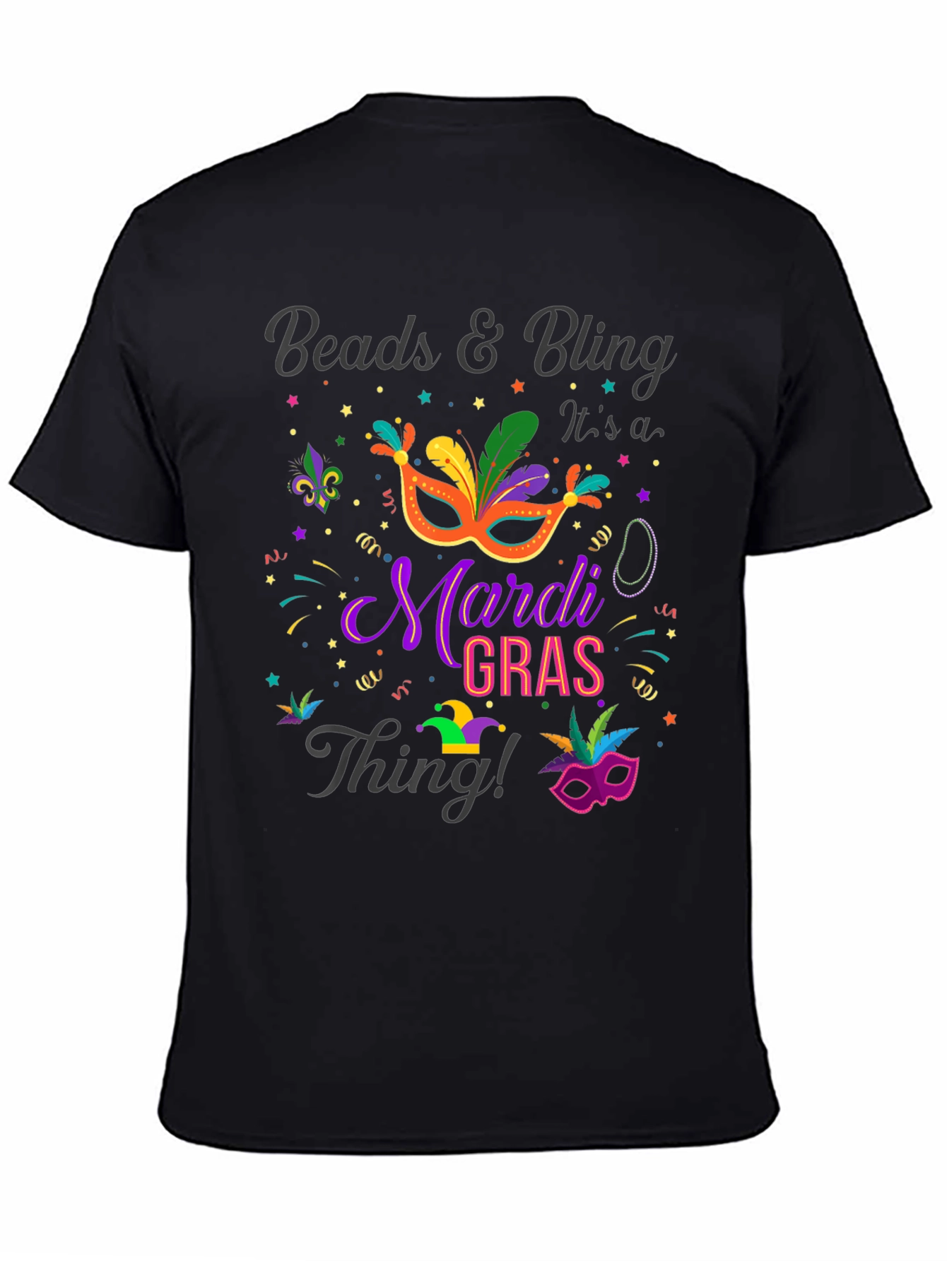 Mardi Gras Beads & Bling Graphic T-Shirt