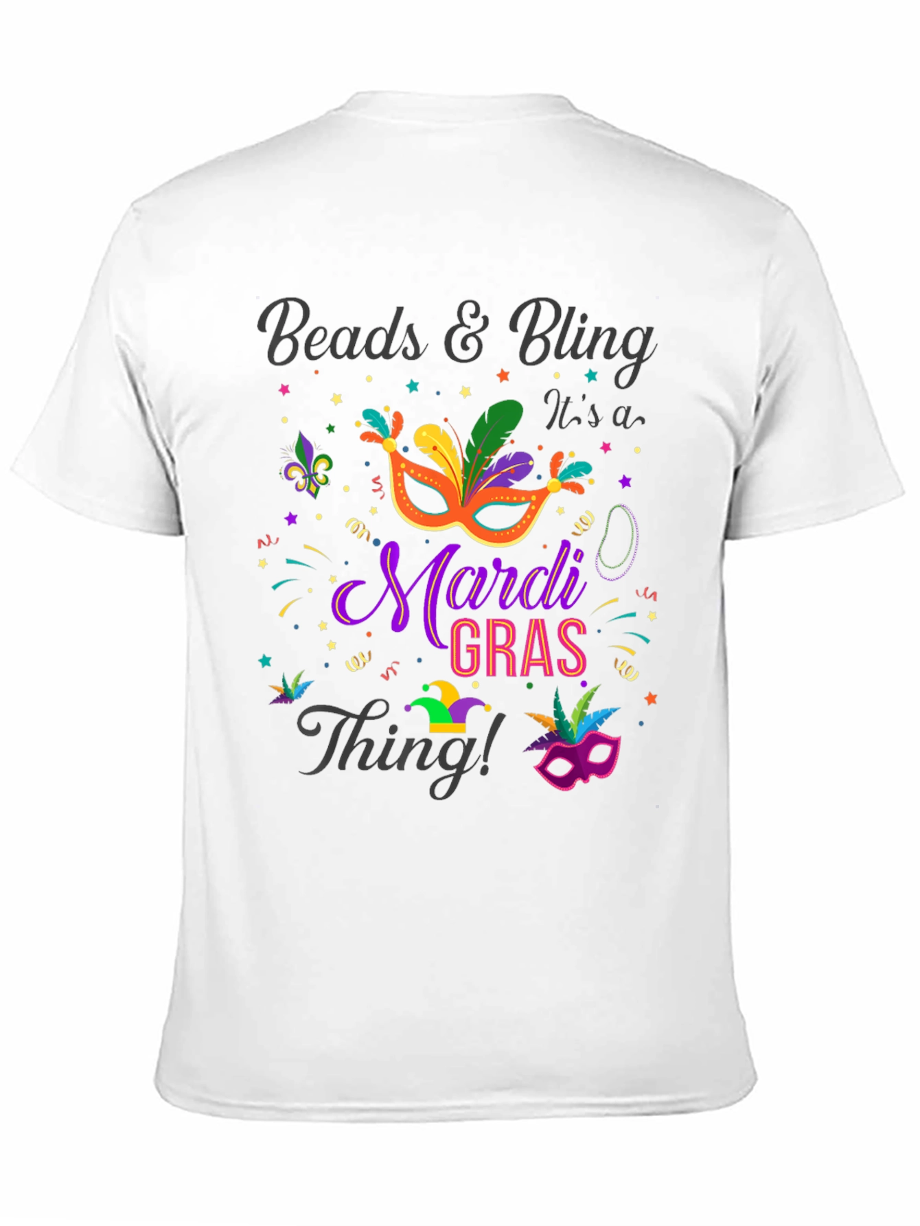 Mardi Gras Beads & Bling Graphic T-Shirt