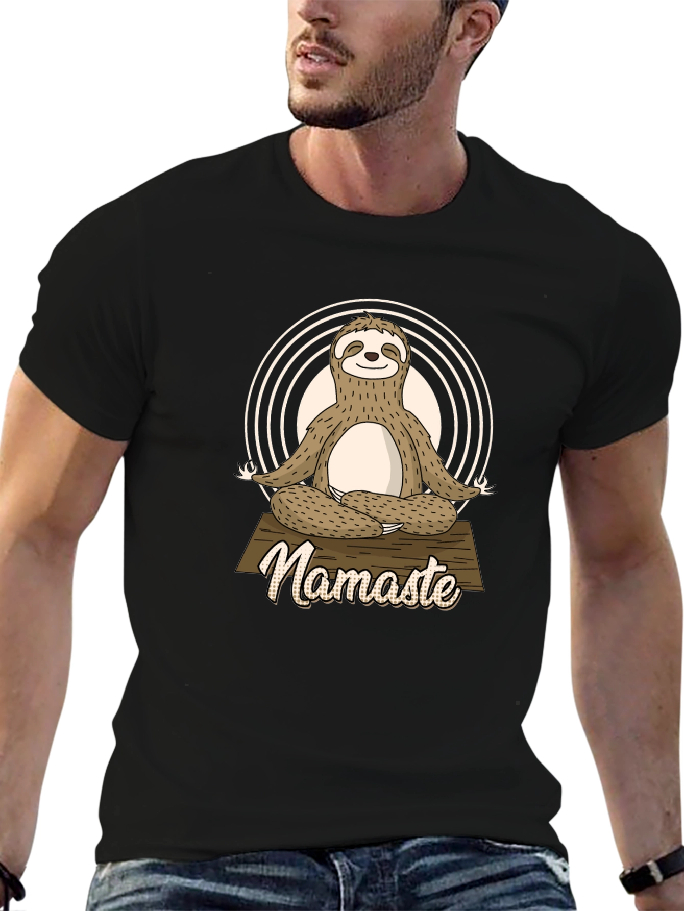 Namaste Sloth Yoga Black T-Shirt