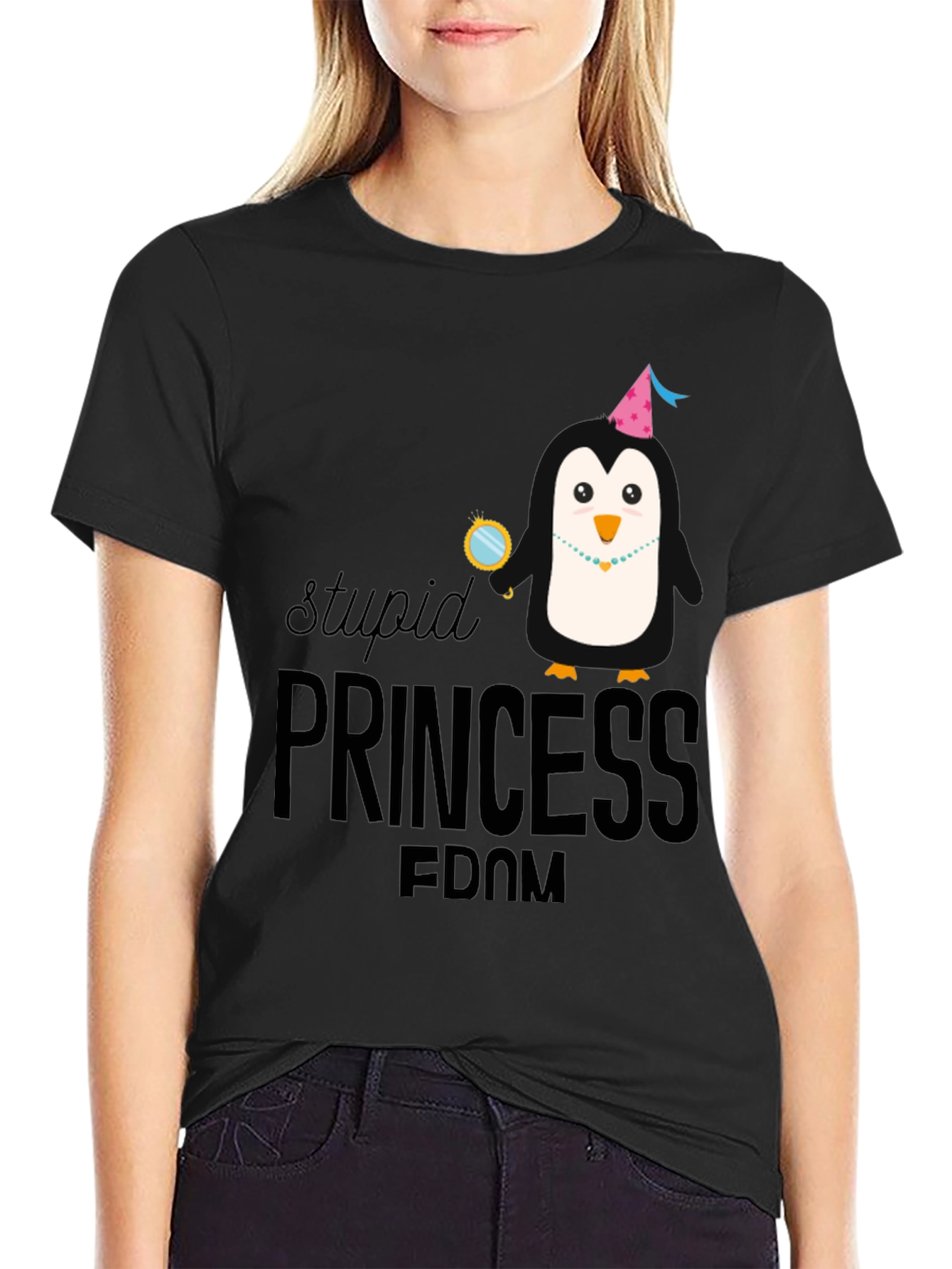 Stupid Princess-dom Penguin Graphic T-Shirt