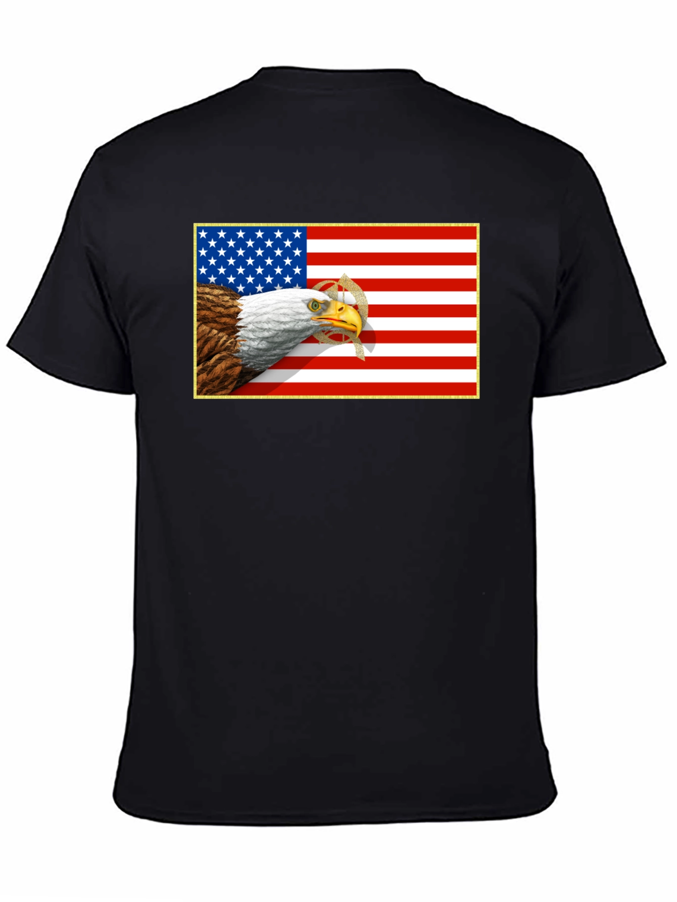 American Eagle & Flag Graphic Black T-Shirt