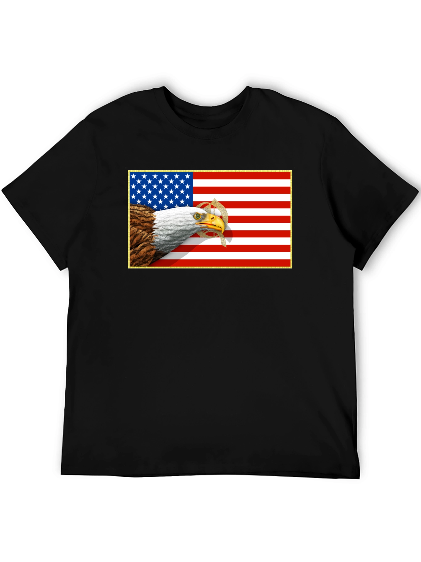 American Eagle & Flag Graphic Black T-Shirt