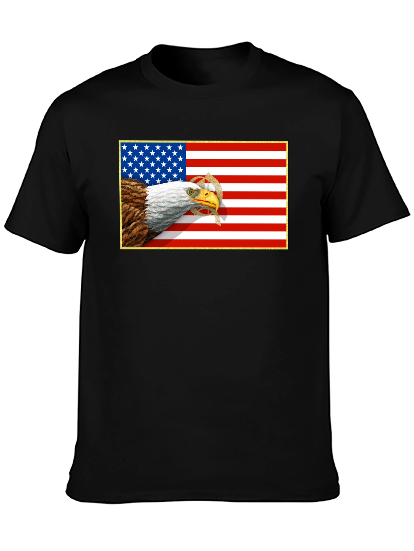 American Eagle & Flag Graphic Black T-Shirt