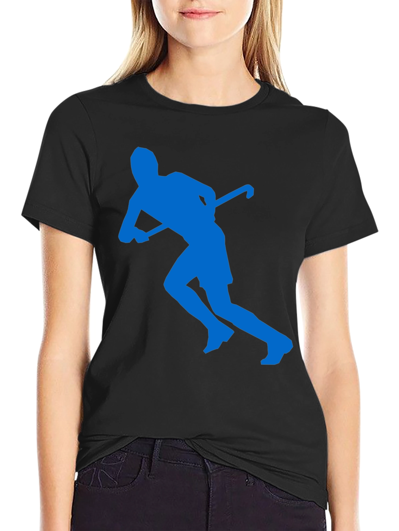 Field Hockey Silhouette Graphic Tee - Black